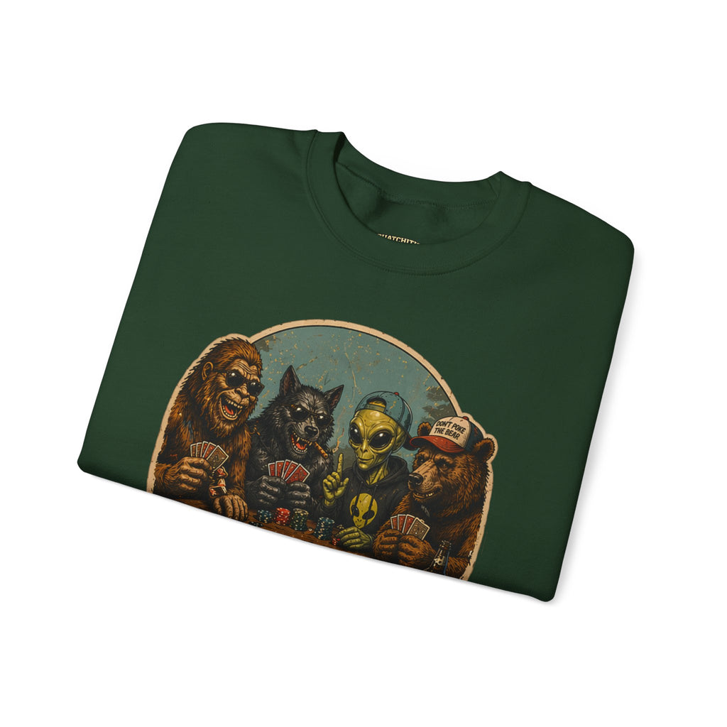 Squatchitis  Bigfoot poker Gang Crewneck Sweatshirt