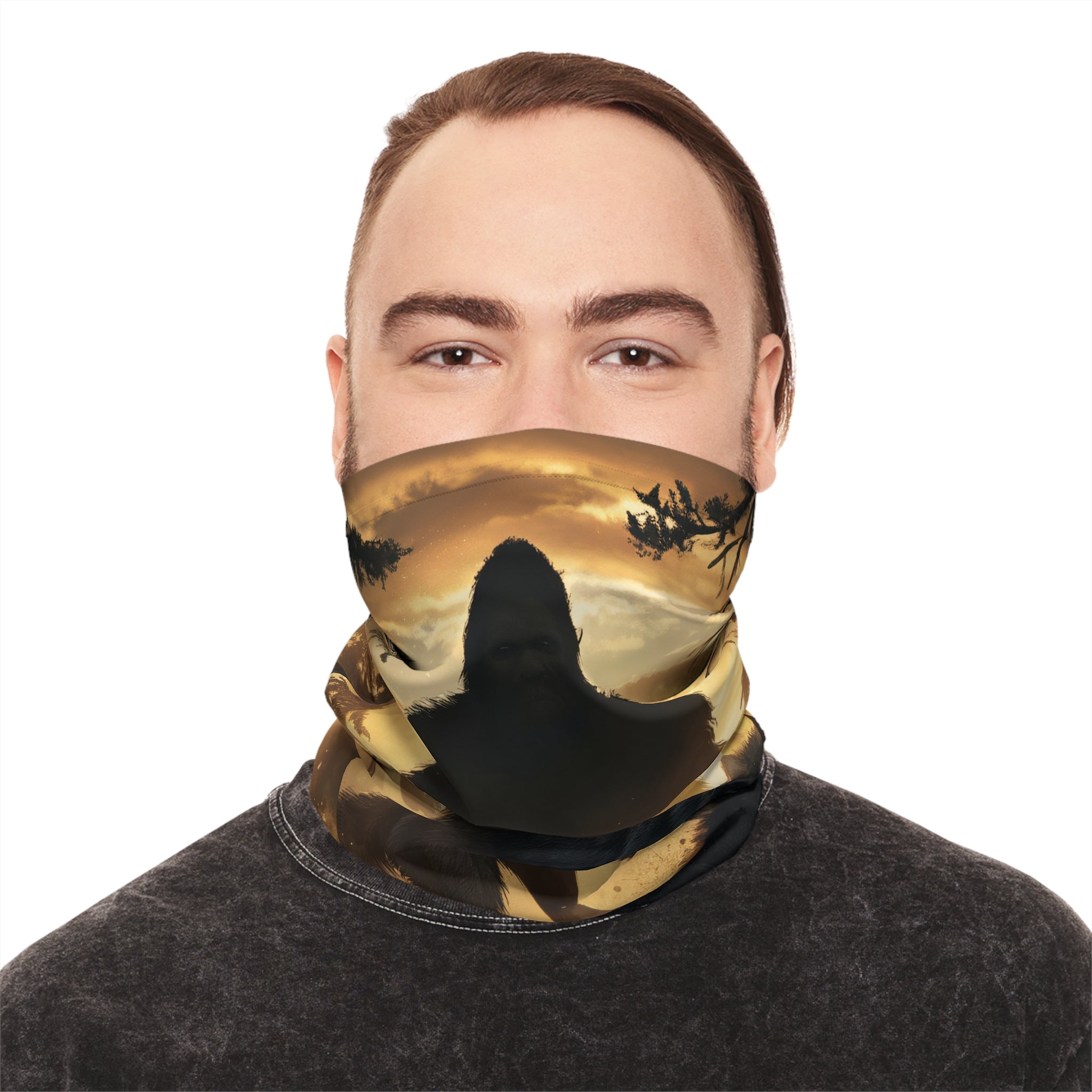 Bigfoot and his wolf Midweight Neck Gaiter