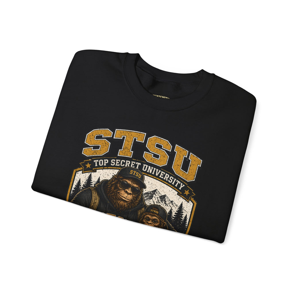 Squatchitis Top Secret University Bigfoot & son family Crewneck Sweatshirt