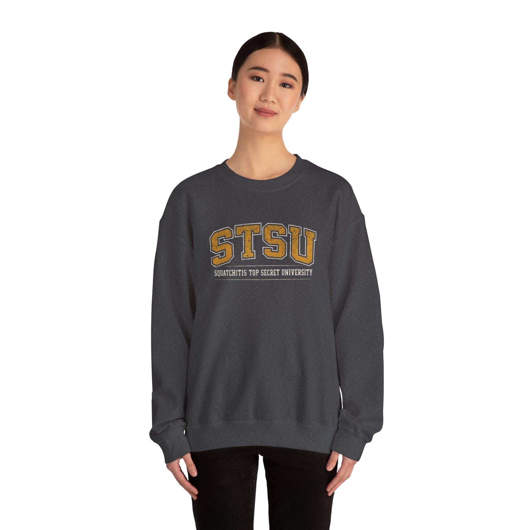 STSU Squatchitis Top Secret University Bigfoot Crewneck Sweatshirt