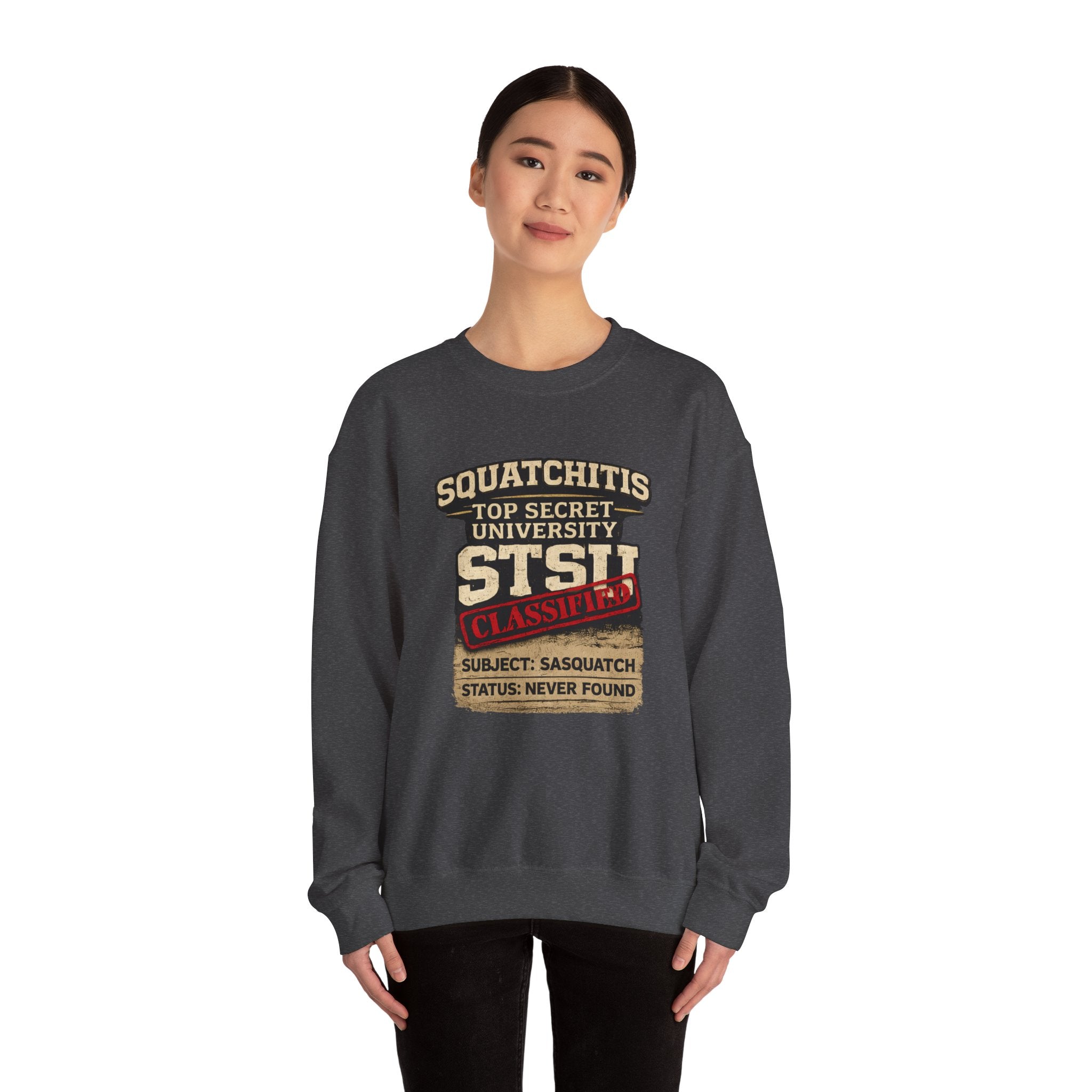 Classified Squatchitis Top Secret University Bigfoot Crewneck Sweatshirt