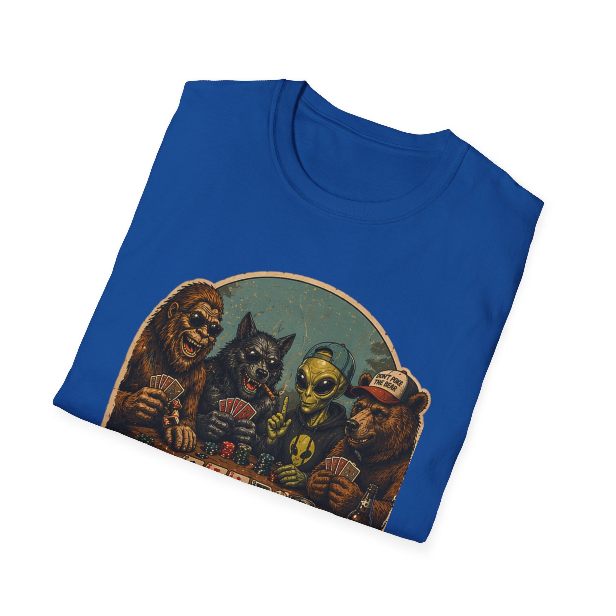 Poker Night - No Humans Allowed - Bigfoot and friends T-Shirt