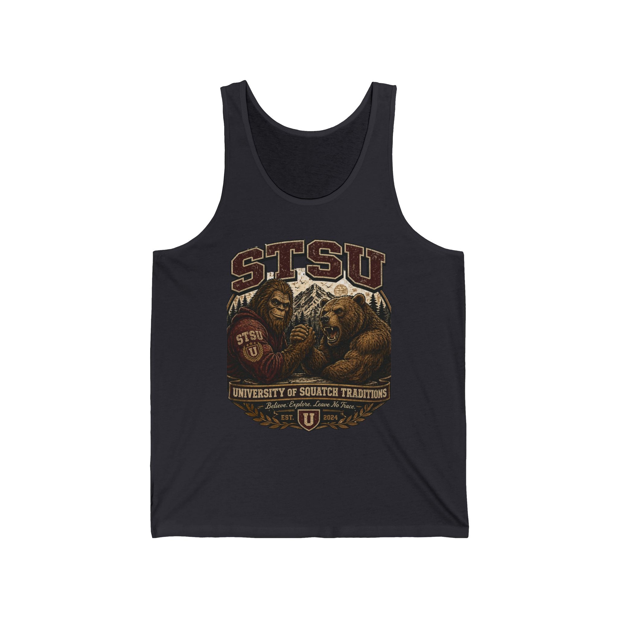 STSU Squatchitis & Bear Tank Top | Sasquatch Bigfoot Forest Humor