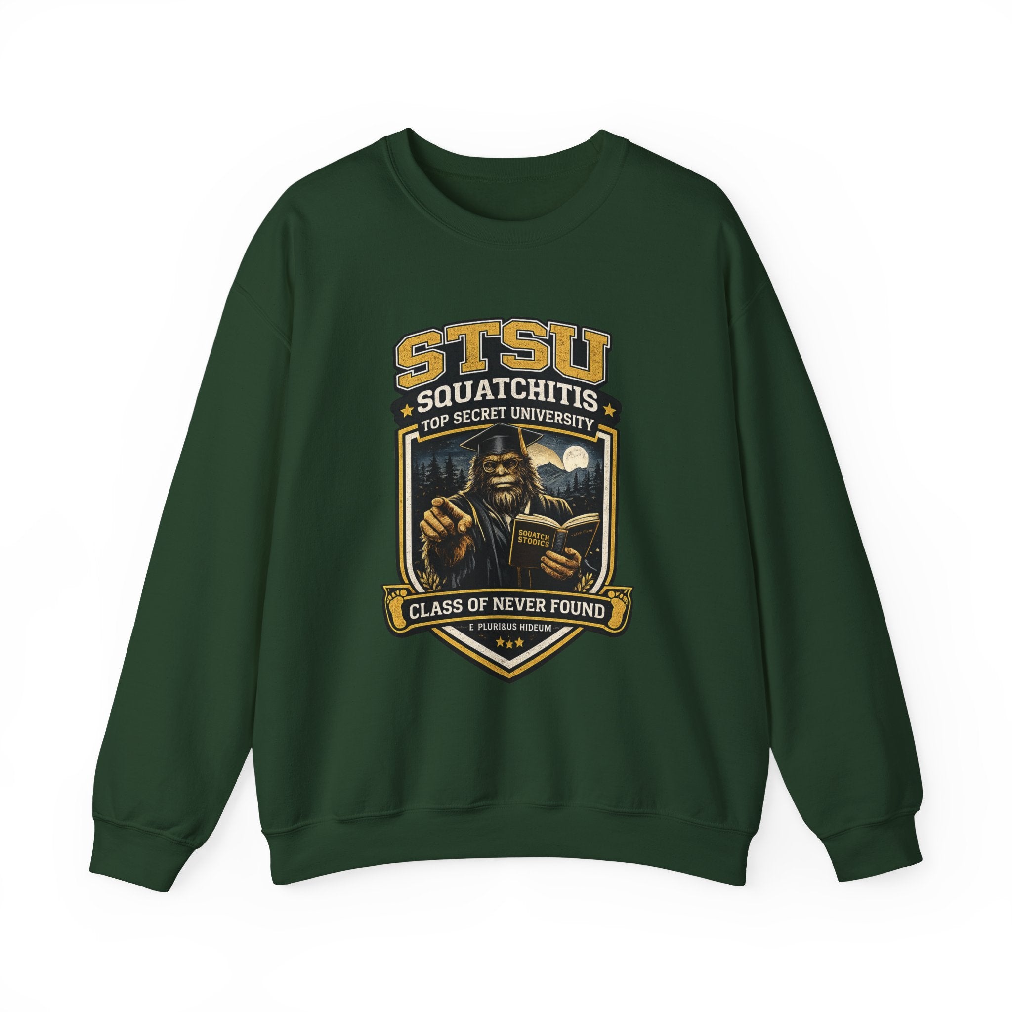 Squatchitis Top Secret University Sweatshirt | Sasquatch College Logo