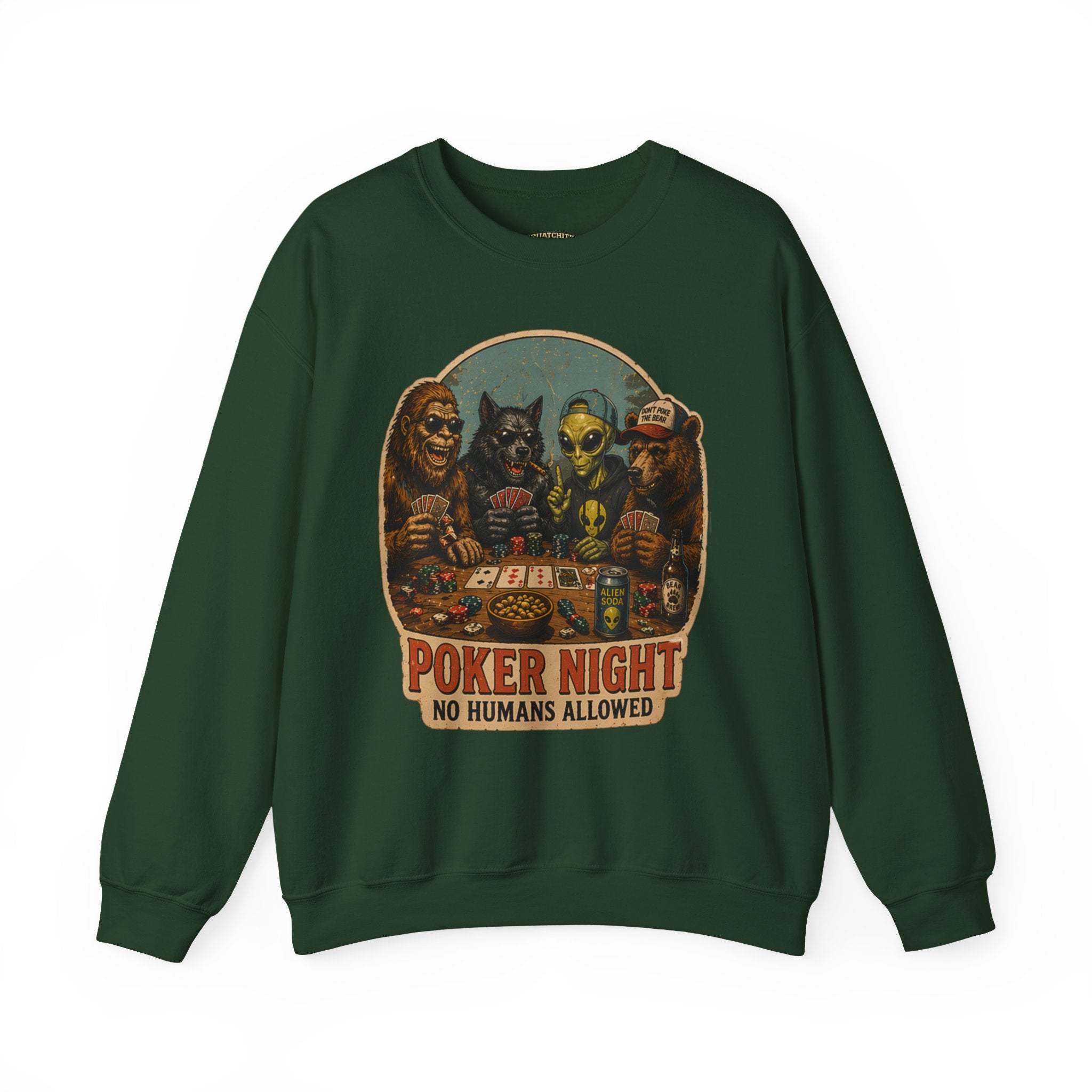 Squatchitis  Bigfoot poker Gang Crewneck Sweatshirt
