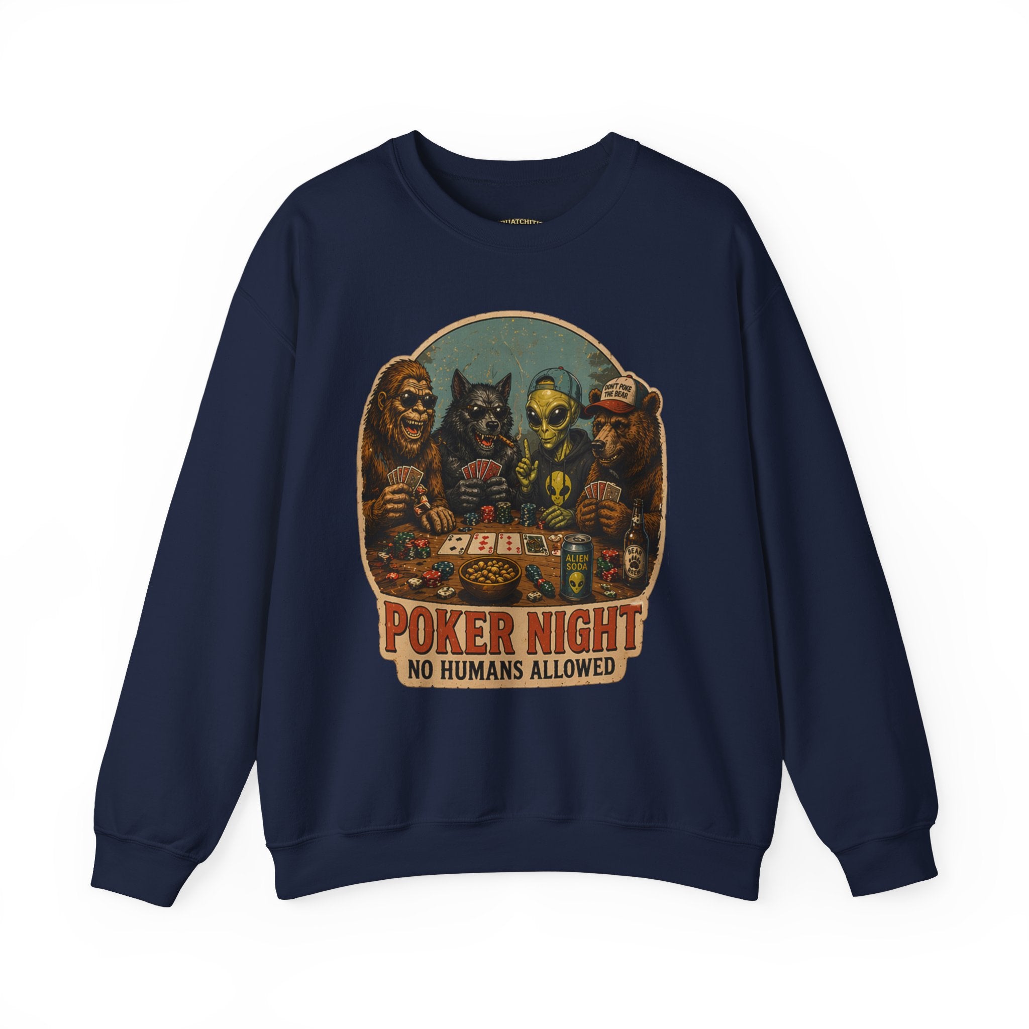 Squatchitis  Bigfoot poker Gang Crewneck Sweatshirt
