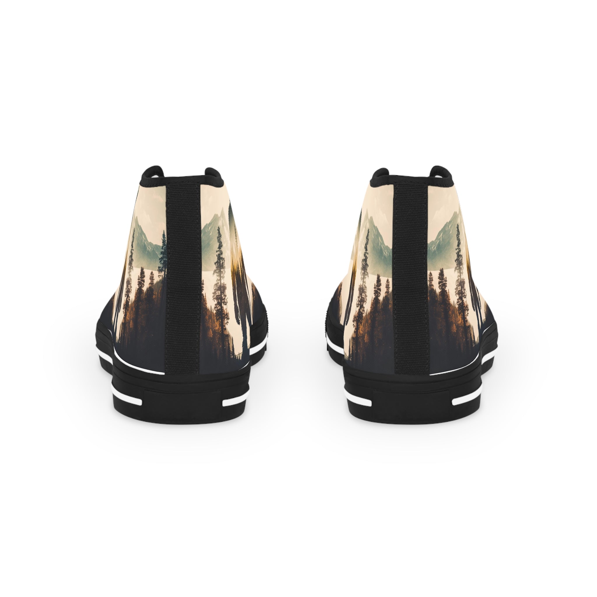 Bigfoot Forest Lake Mountain Men's High Top Sneakers | Outdoor Sasquatch Design