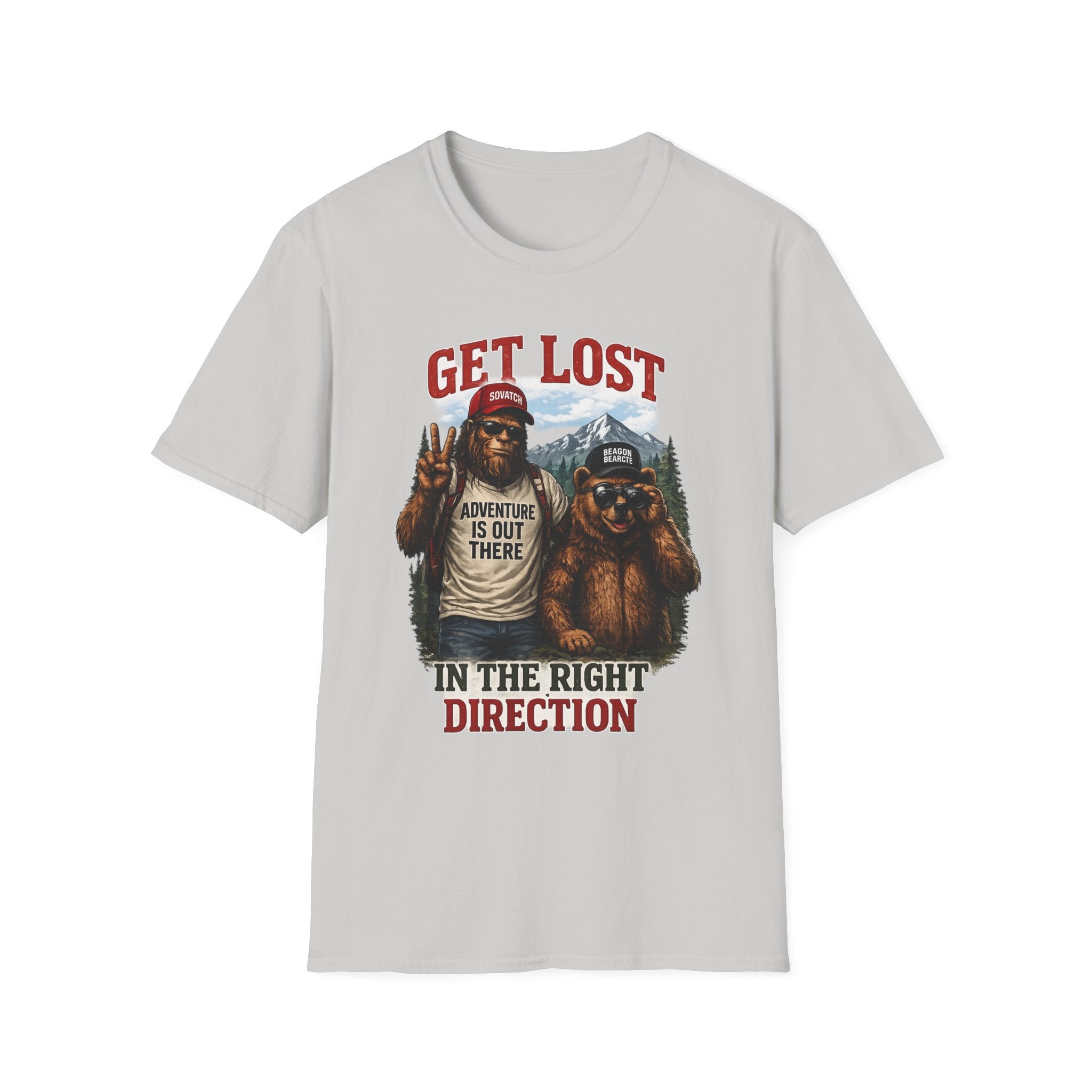 Lost in the Right Direction Bigfoot with Bear Buddy T-Shirt