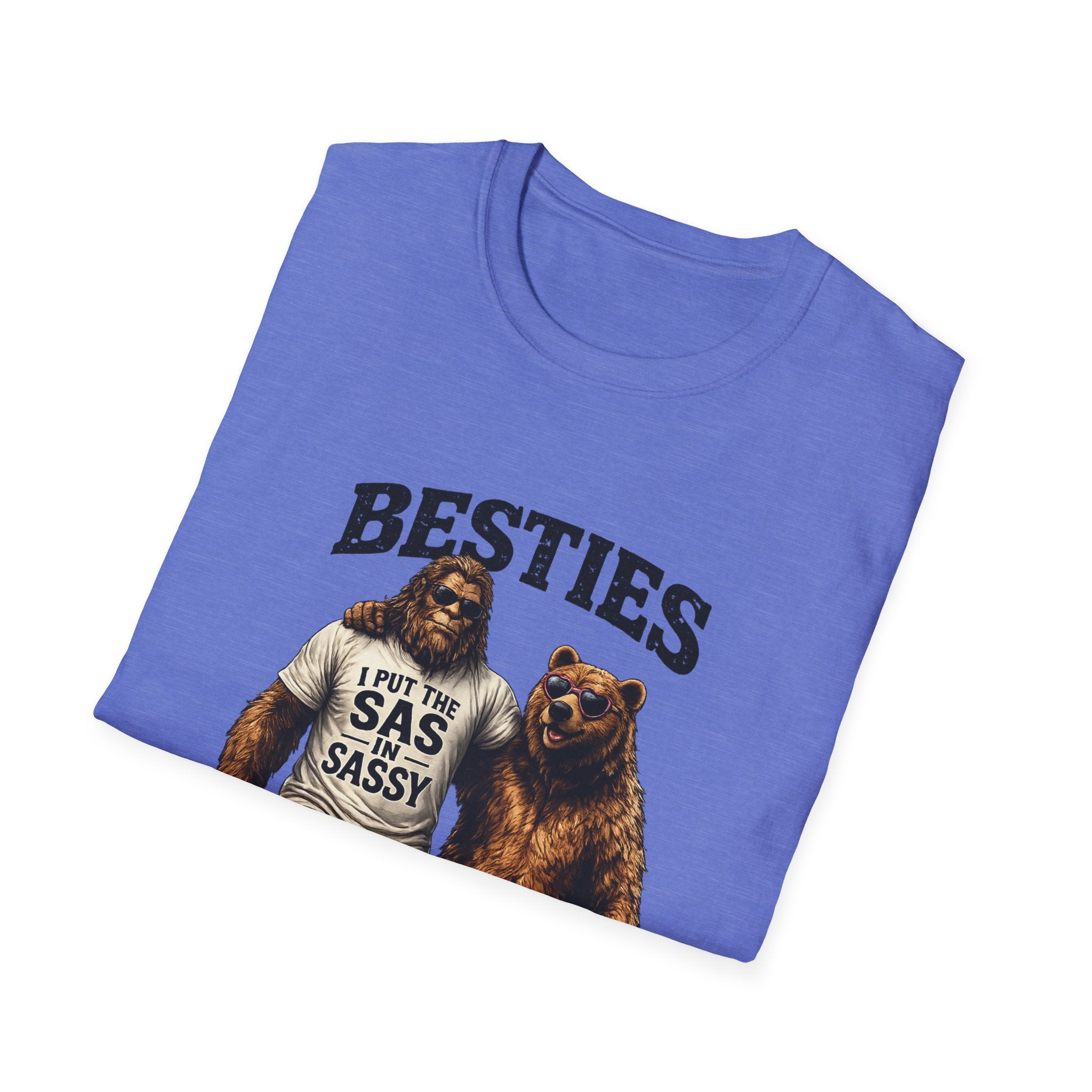 Bigfoot and Bear Besties T-Shirt | Funny Sasquatch Bear Friendship