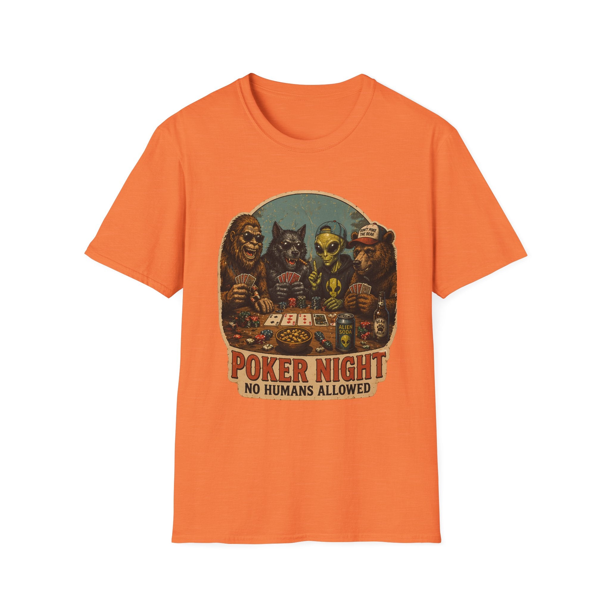 Poker Night - No Humans Allowed - Bigfoot and friends T-Shirt