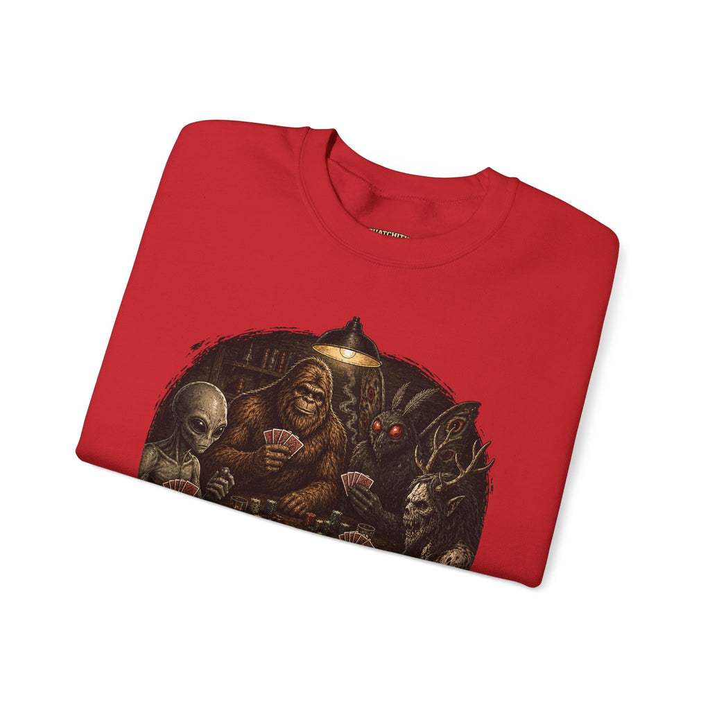 Squatchitis  Bigfoot cryptid poker Gang Crewneck Sweatshirt