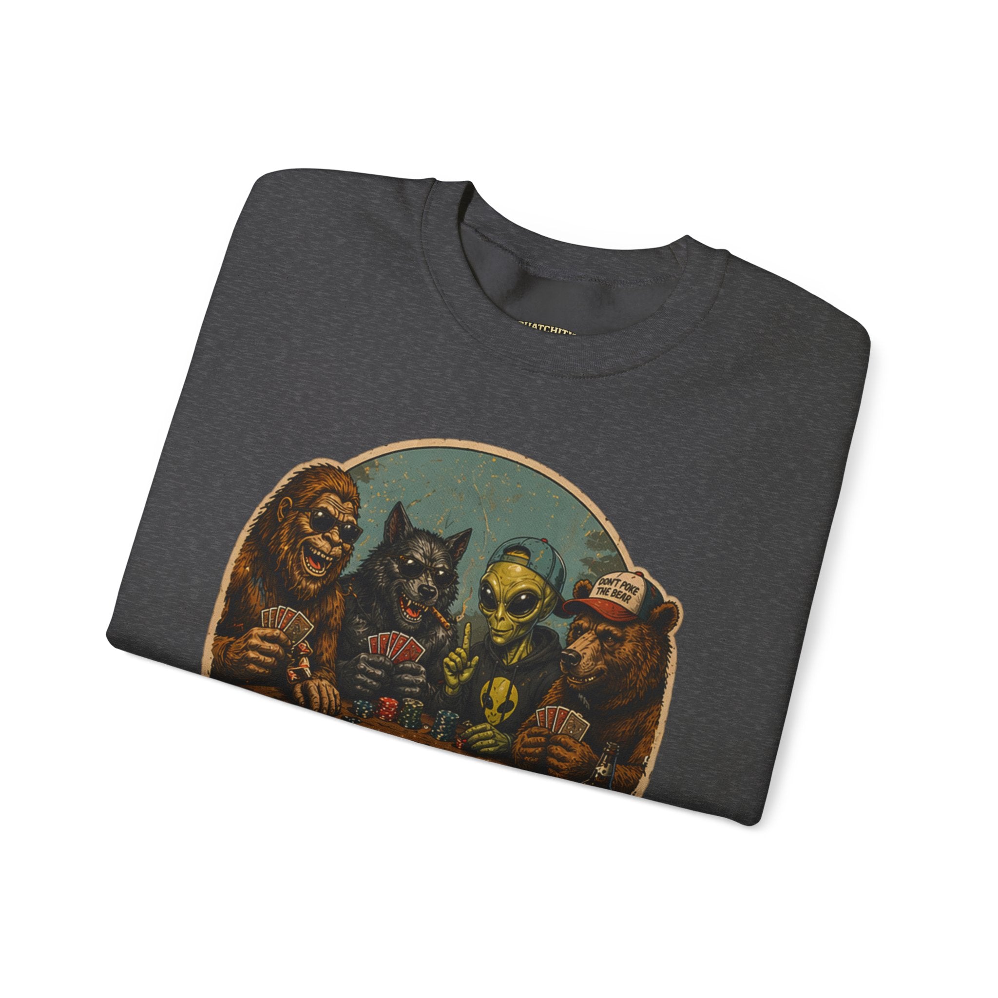 Squatchitis  Bigfoot poker Gang Crewneck Sweatshirt