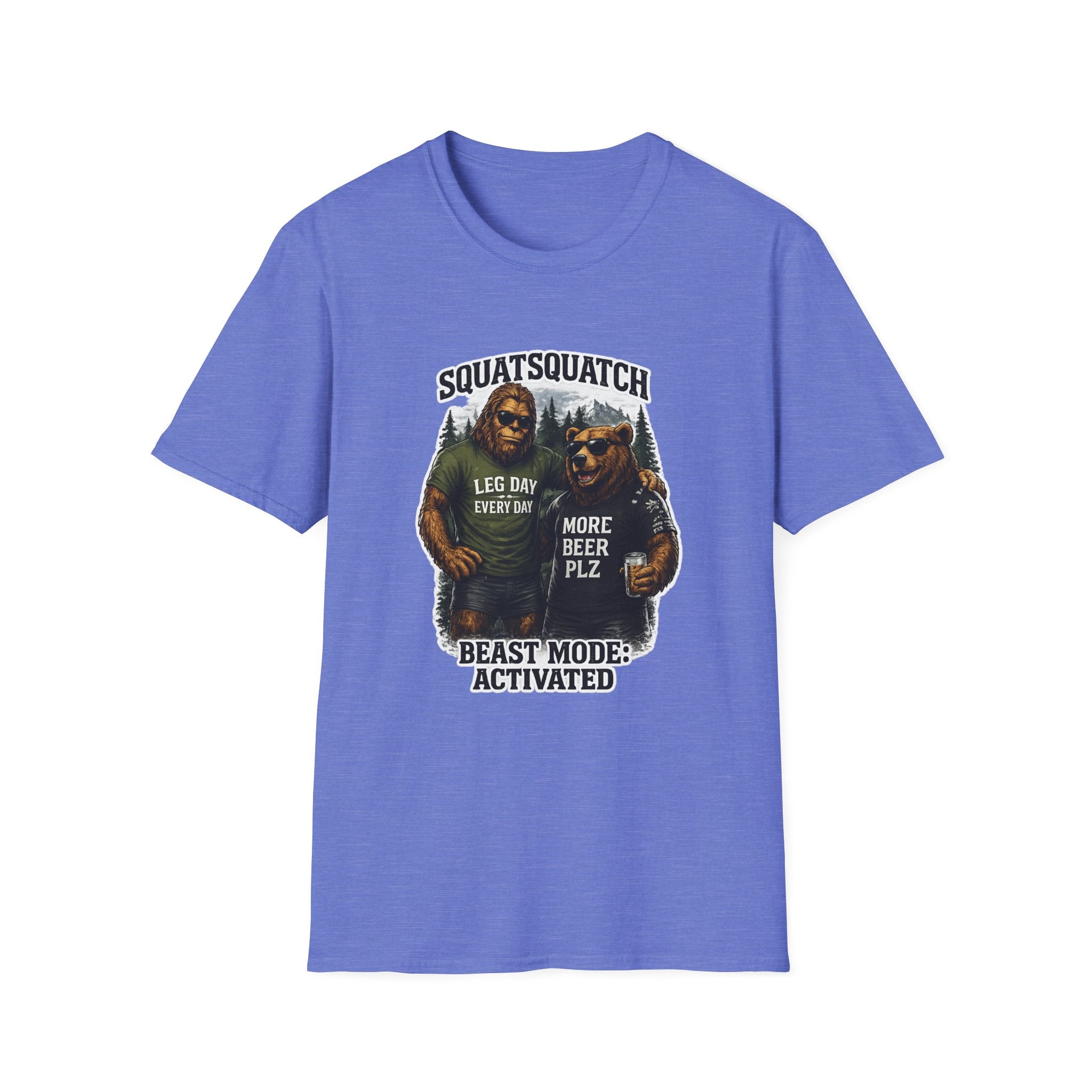 Bigfoot Leg Day T-Shirt — "Squat Squatch" Gym Humor with Beer Buddy
