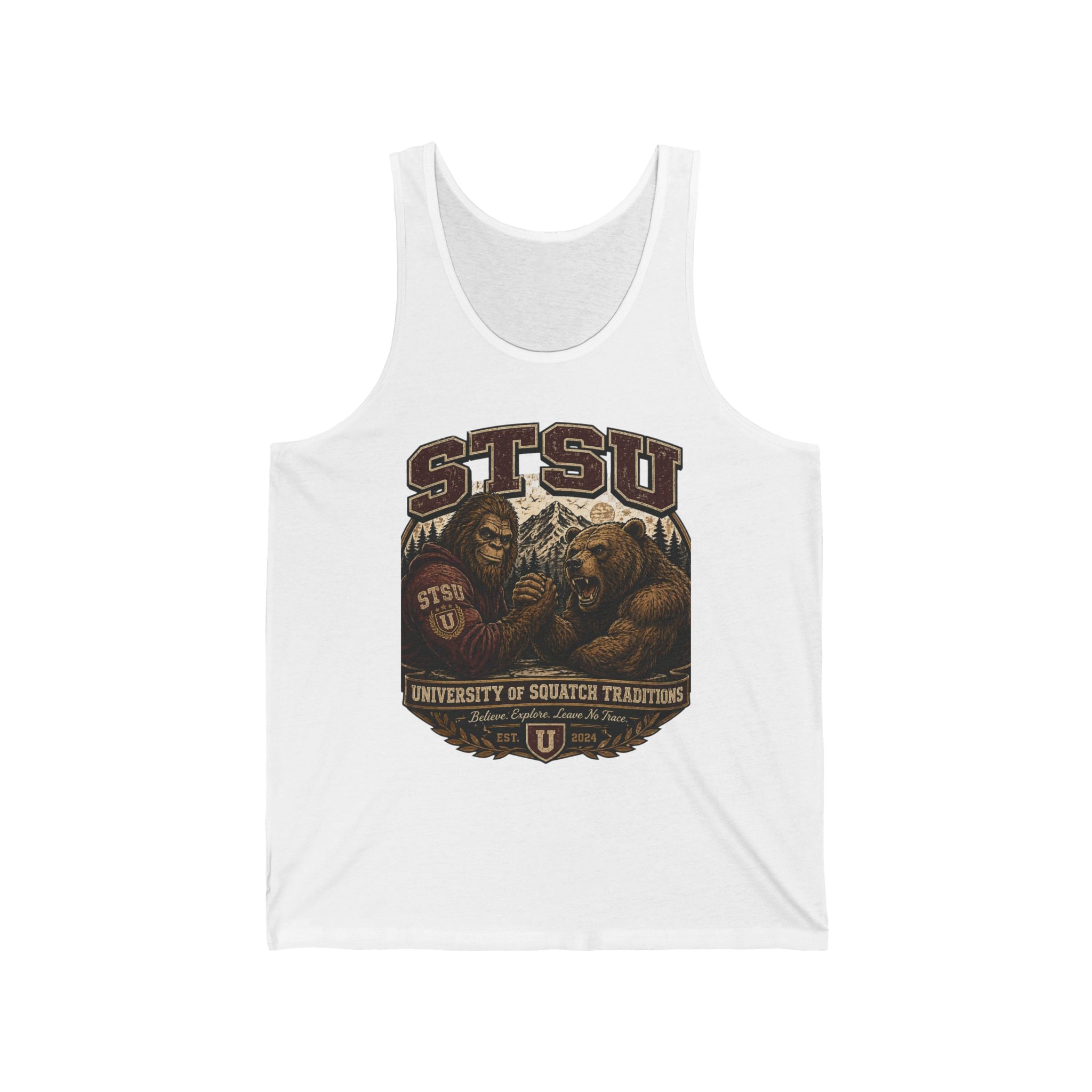 STSU Squatchitis & Bear Tank Top | Sasquatch Bigfoot Forest Humor