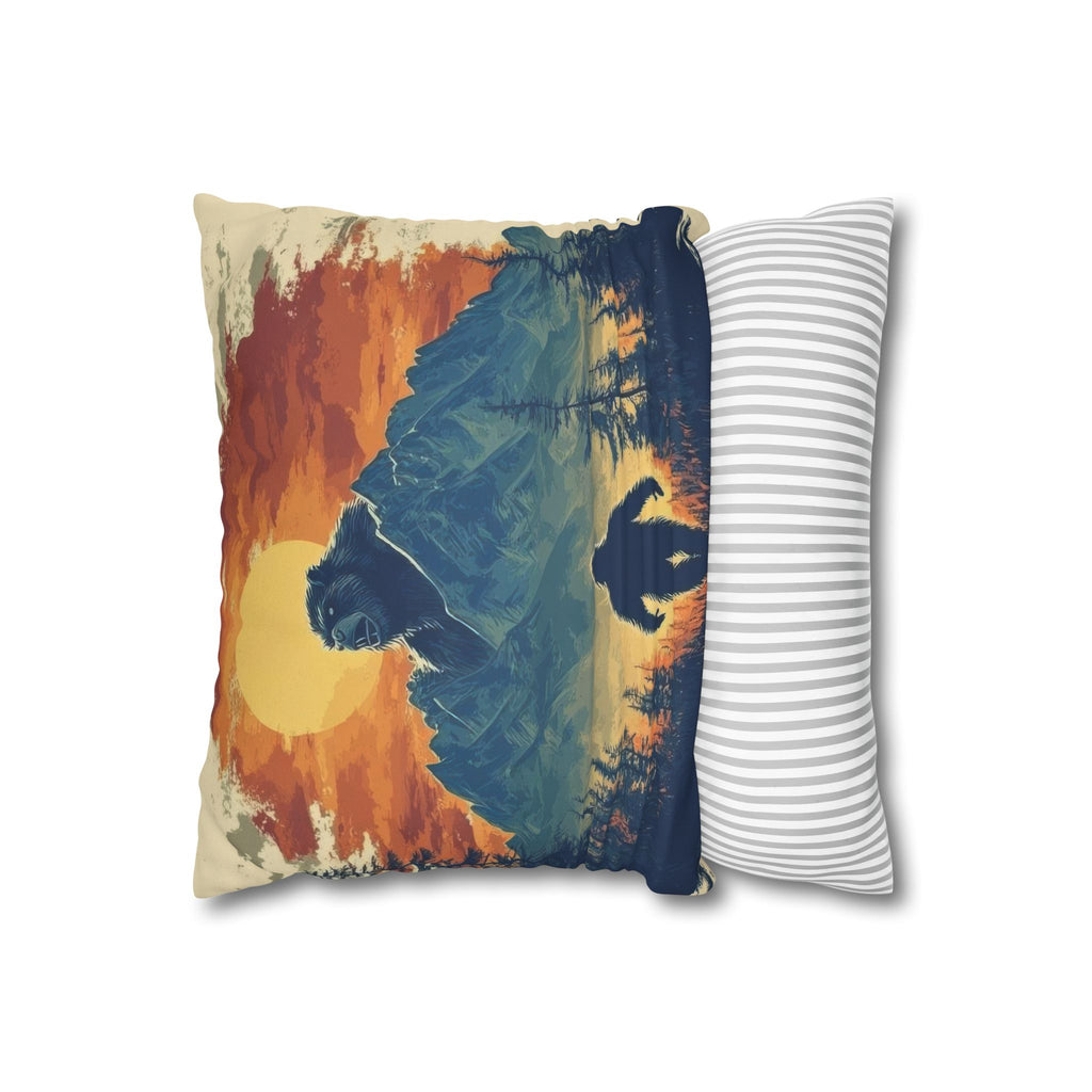 Bigfoot Mountain Faux Suede Square Pillowcase