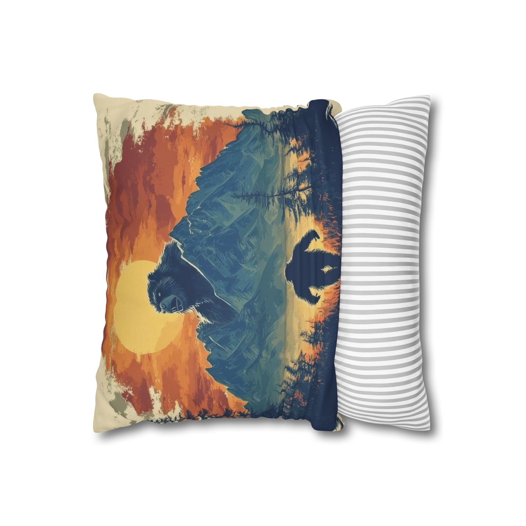 Bigfoot Mountain Faux Suede Square Pillowcase