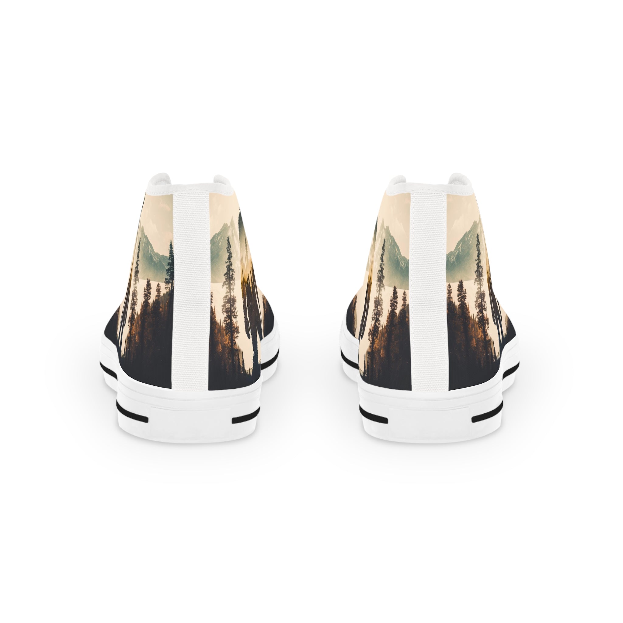 Bigfoot Forest Lake Mountain Men's High Top Sneakers | Outdoor Sasquatch Design