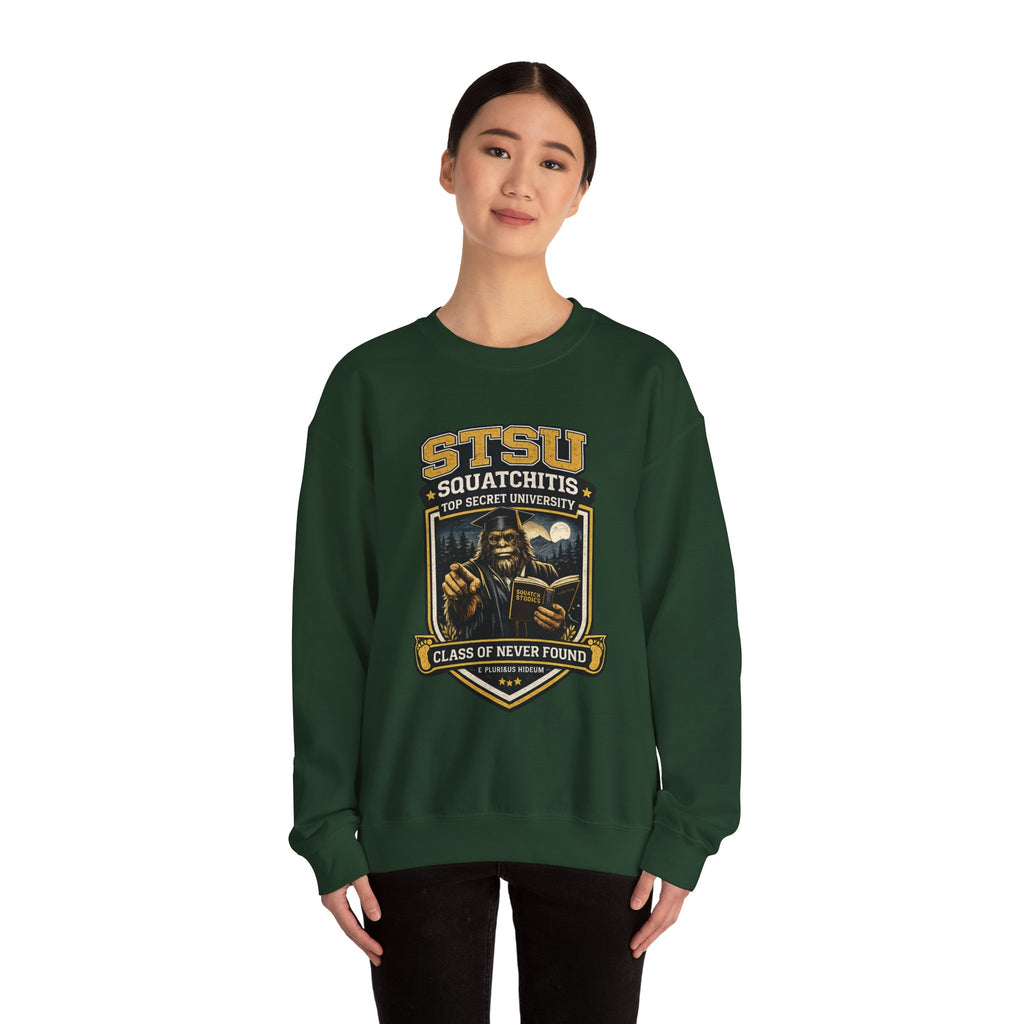 Squatchitis Top Secret University Sweatshirt | Sasquatch College Logo