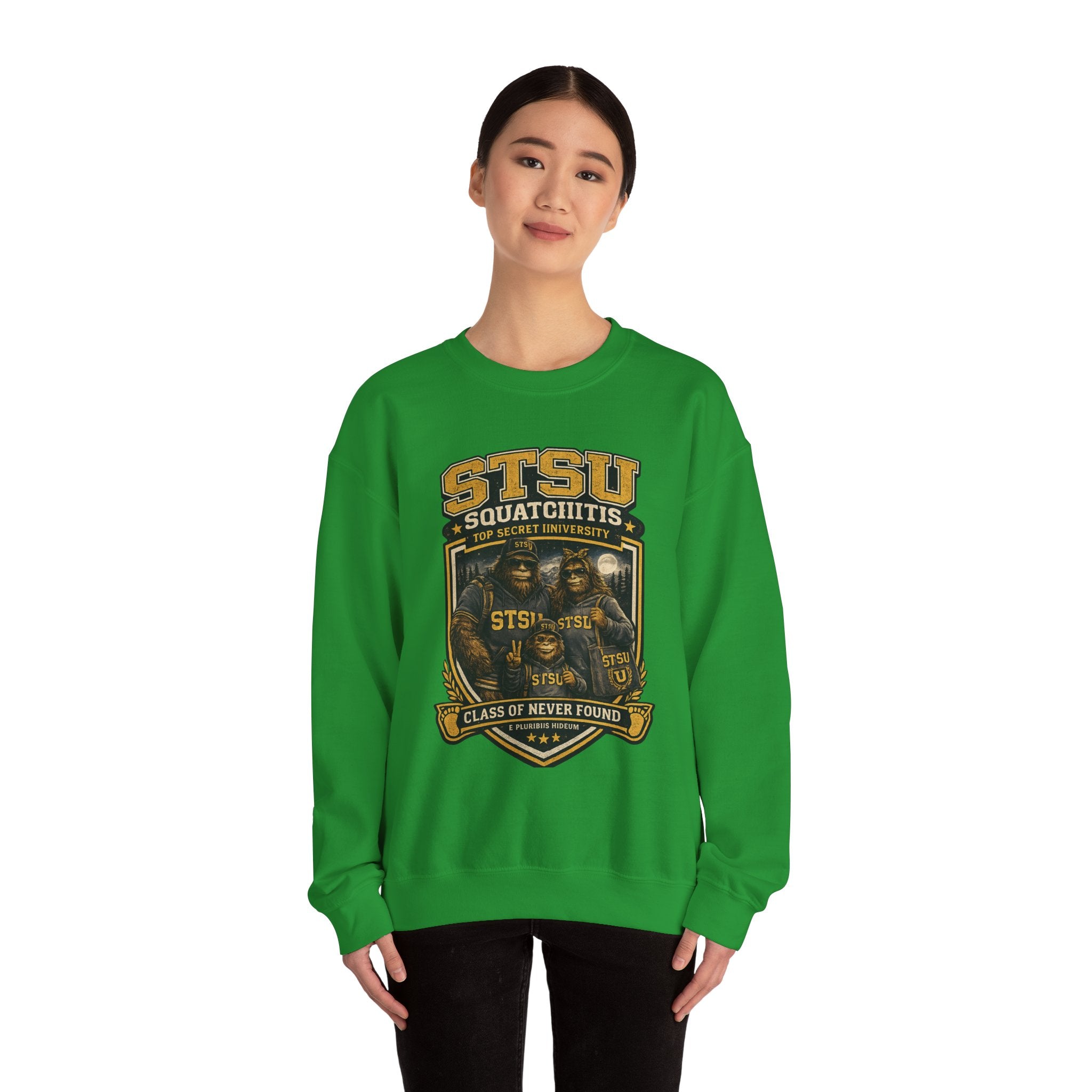 Squatchitis Top Secret University Bigfoot family Crewneck Sweatshirt
