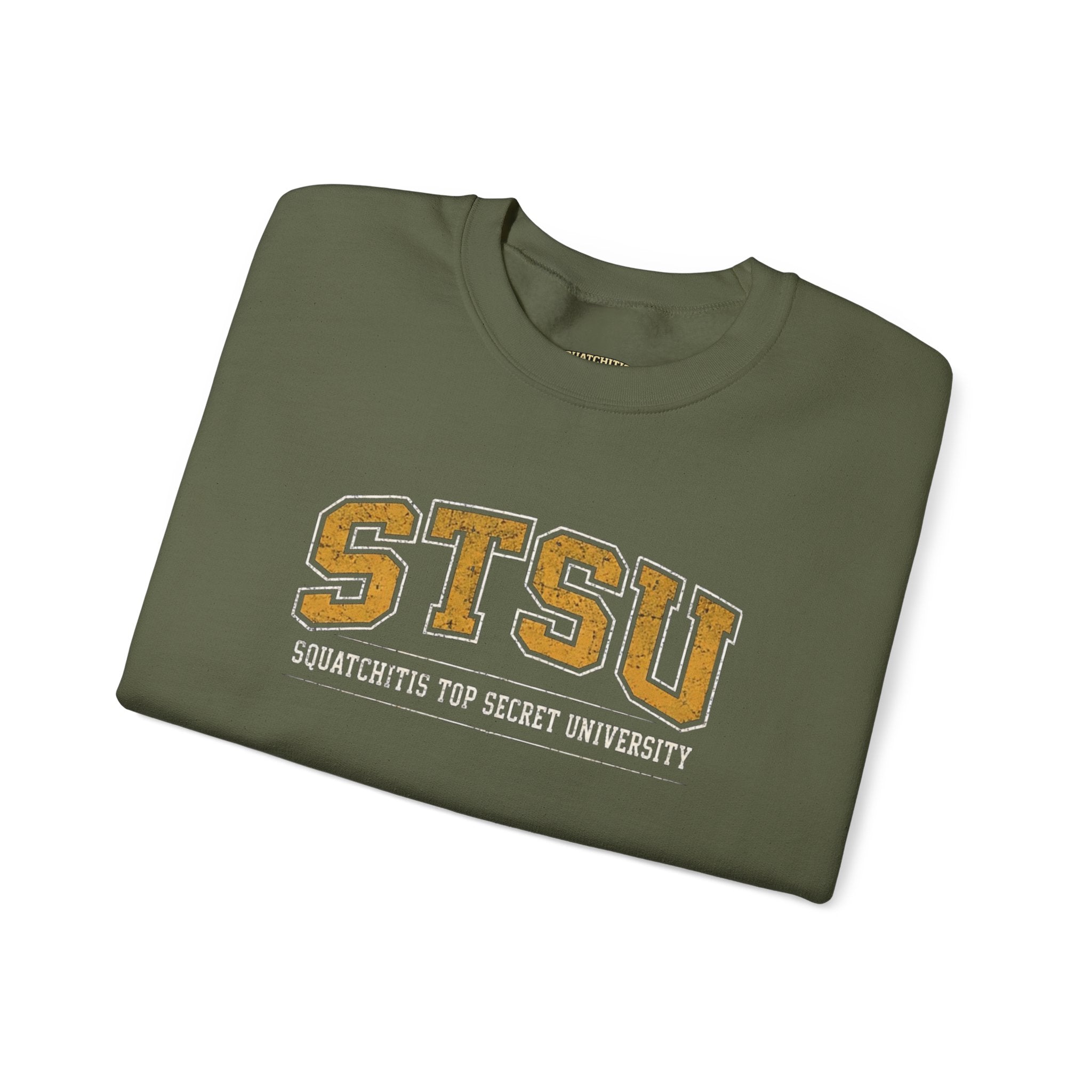 STSU Squatchitis Top Secret University Bigfoot Crewneck Sweatshirt