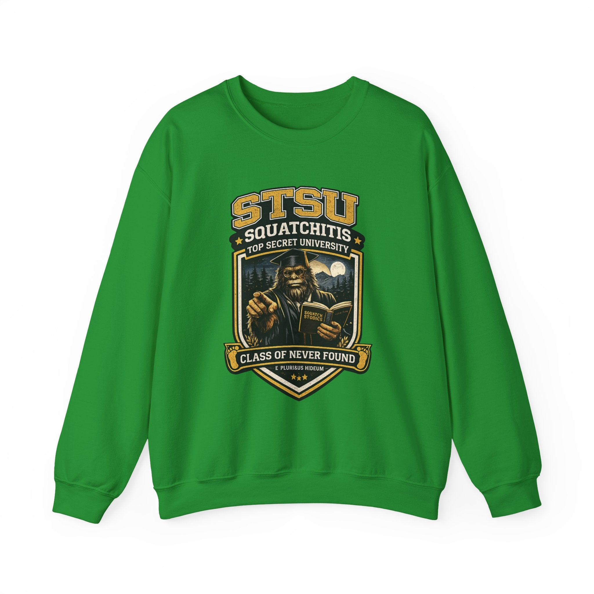 Squatchitis Top Secret University Sweatshirt | Sasquatch College Logo
