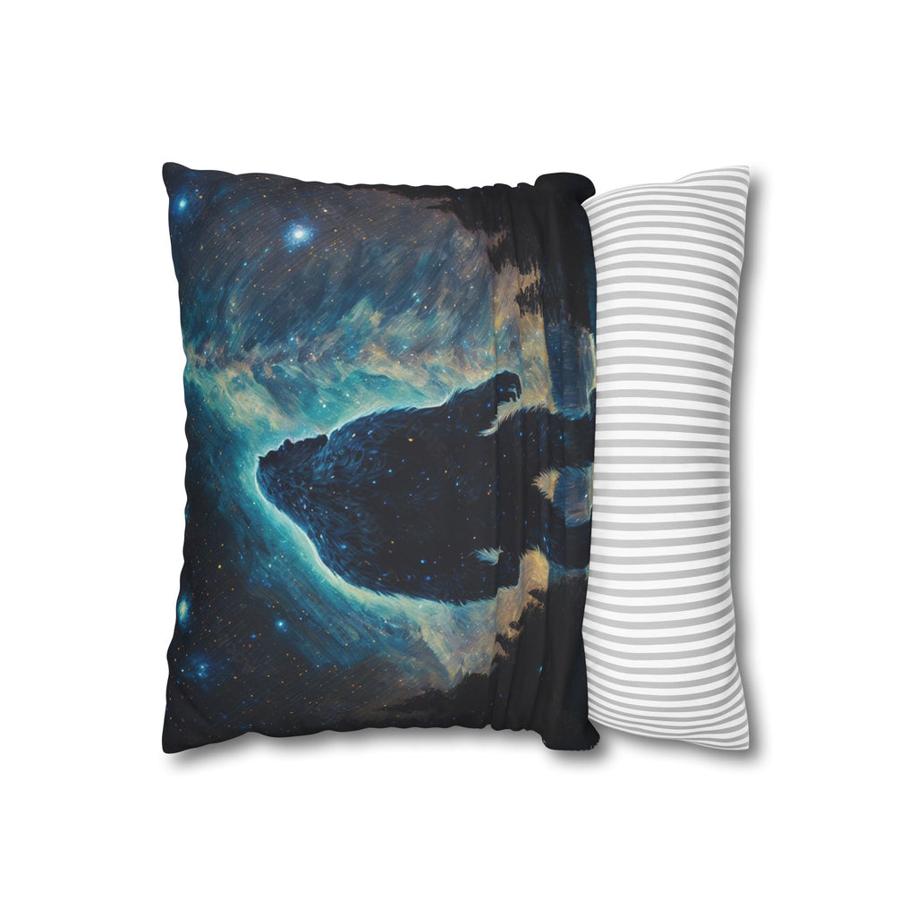 Bigfoot Moonlight Faux Suede Square Pillowcase — Glowing Stars & Moon Design