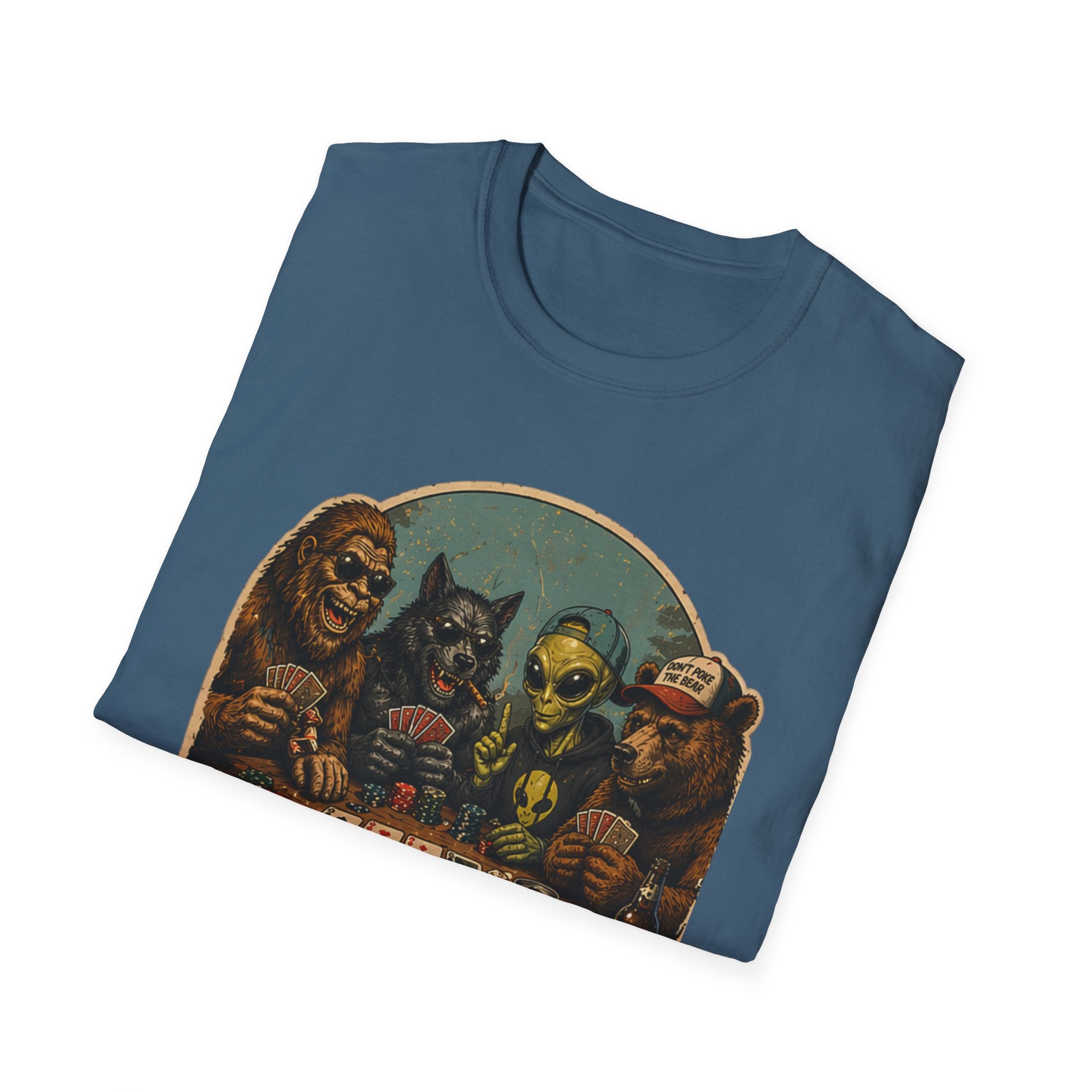 Poker Night - No Humans Allowed - Bigfoot and friends T-Shirt