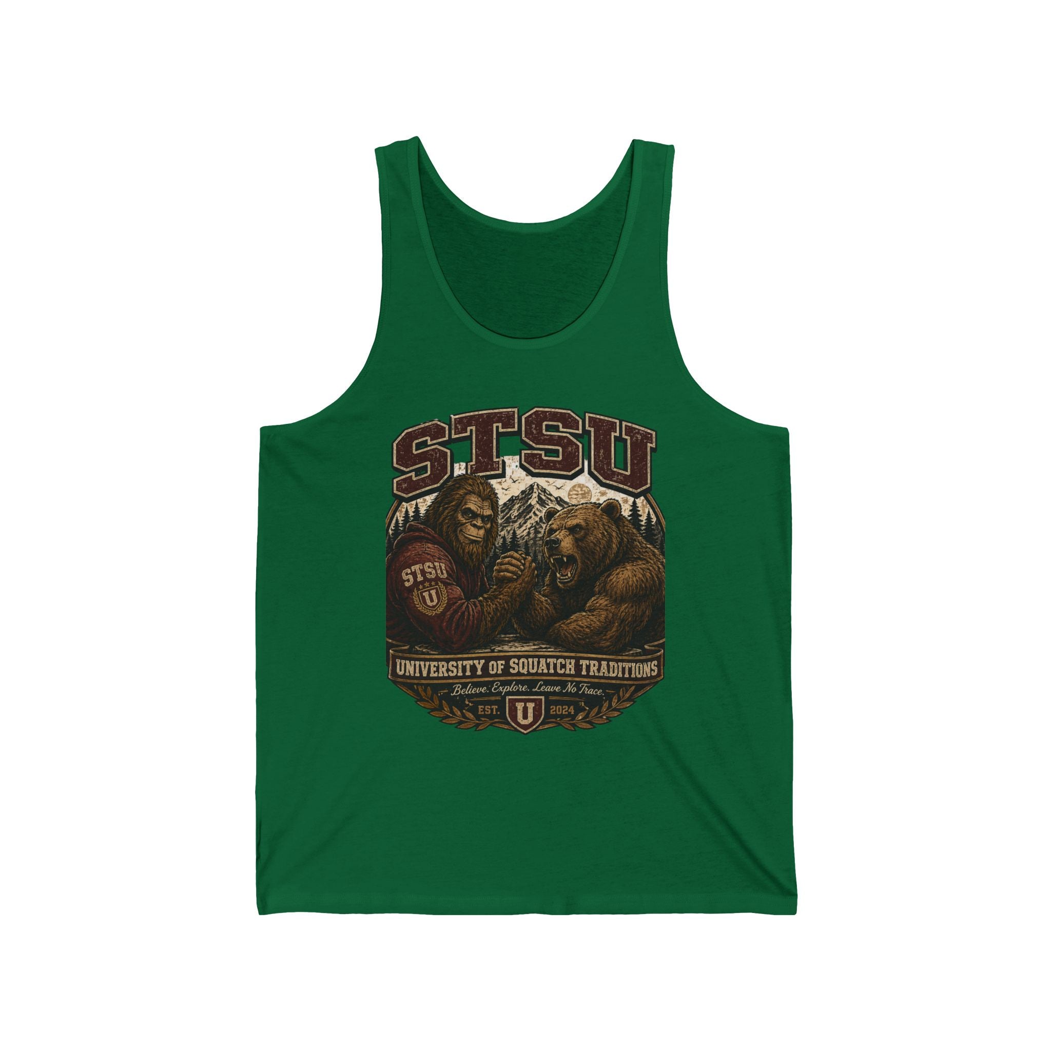 STSU Squatchitis & Bear Tank Top | Sasquatch Bigfoot Forest Humor