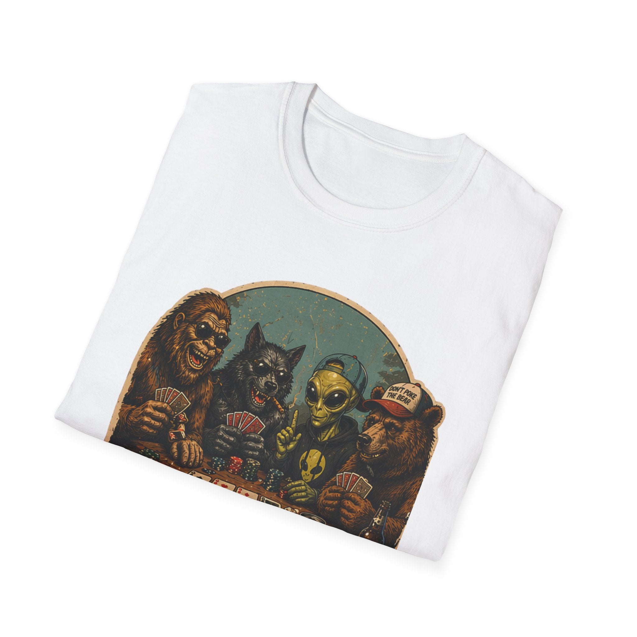 Poker Night - No Humans Allowed - Bigfoot and friends T-Shirt
