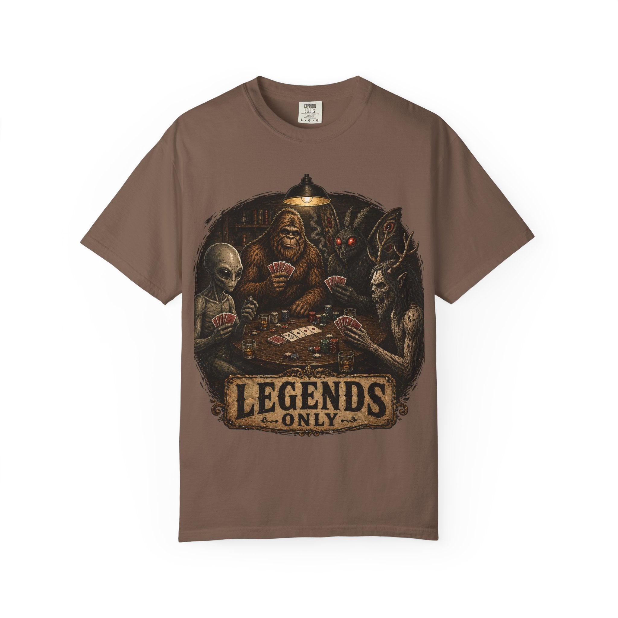 Cryptid Poker T-Shirt — Bigfoot & Legends Playing Cards
