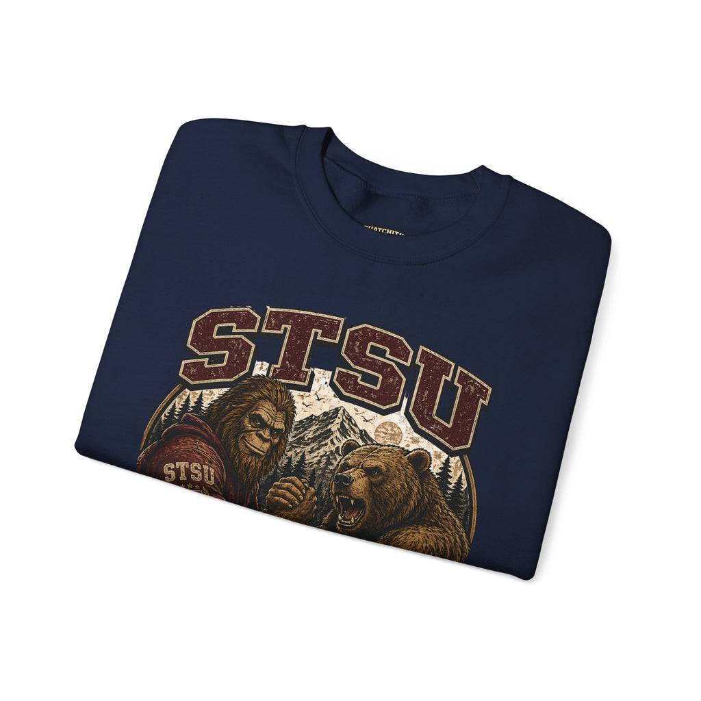 Squatchitis Top Secret University Bigfoot & Bear Crewneck Sweatshirt