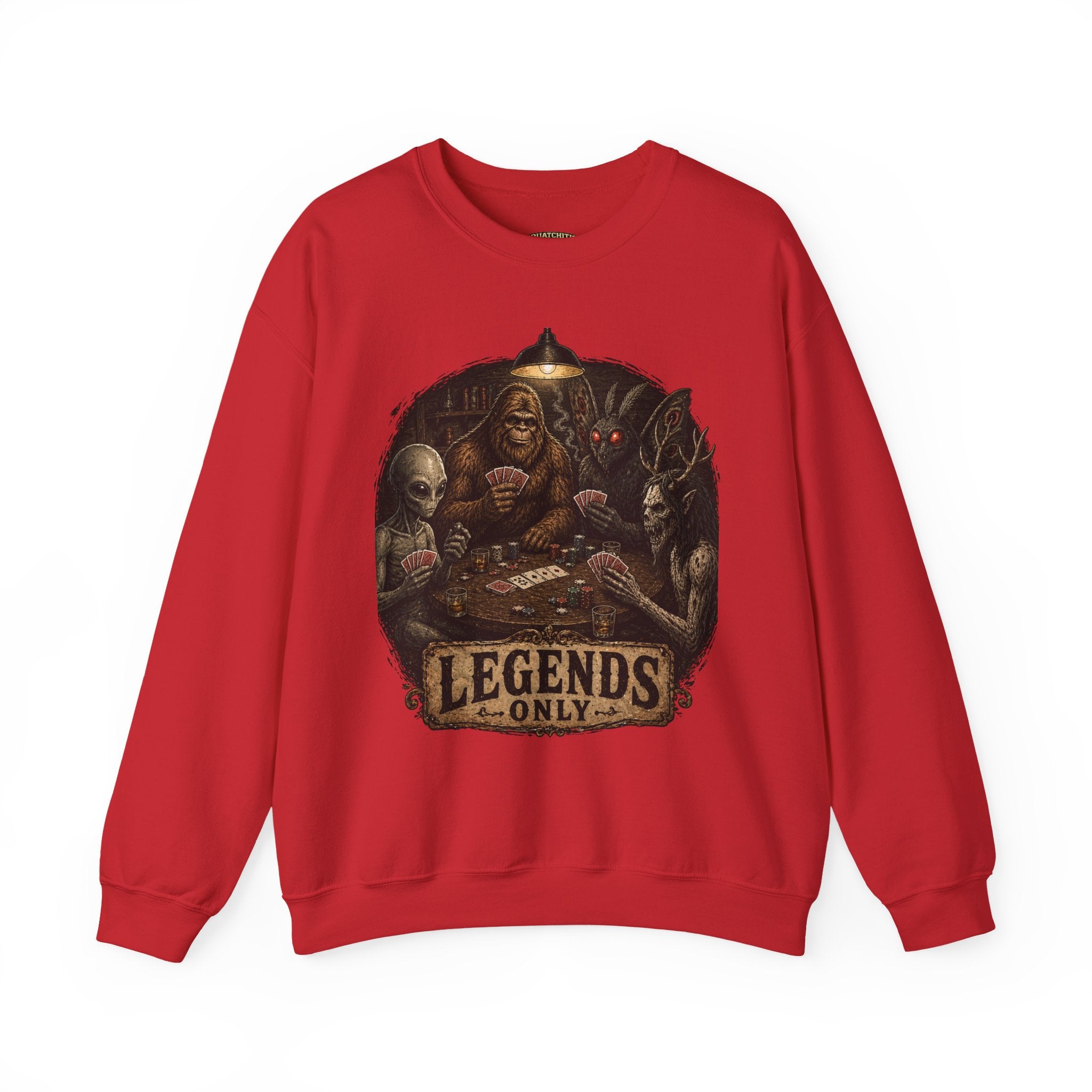 Squatchitis  Bigfoot cryptid poker Gang Crewneck Sweatshirt