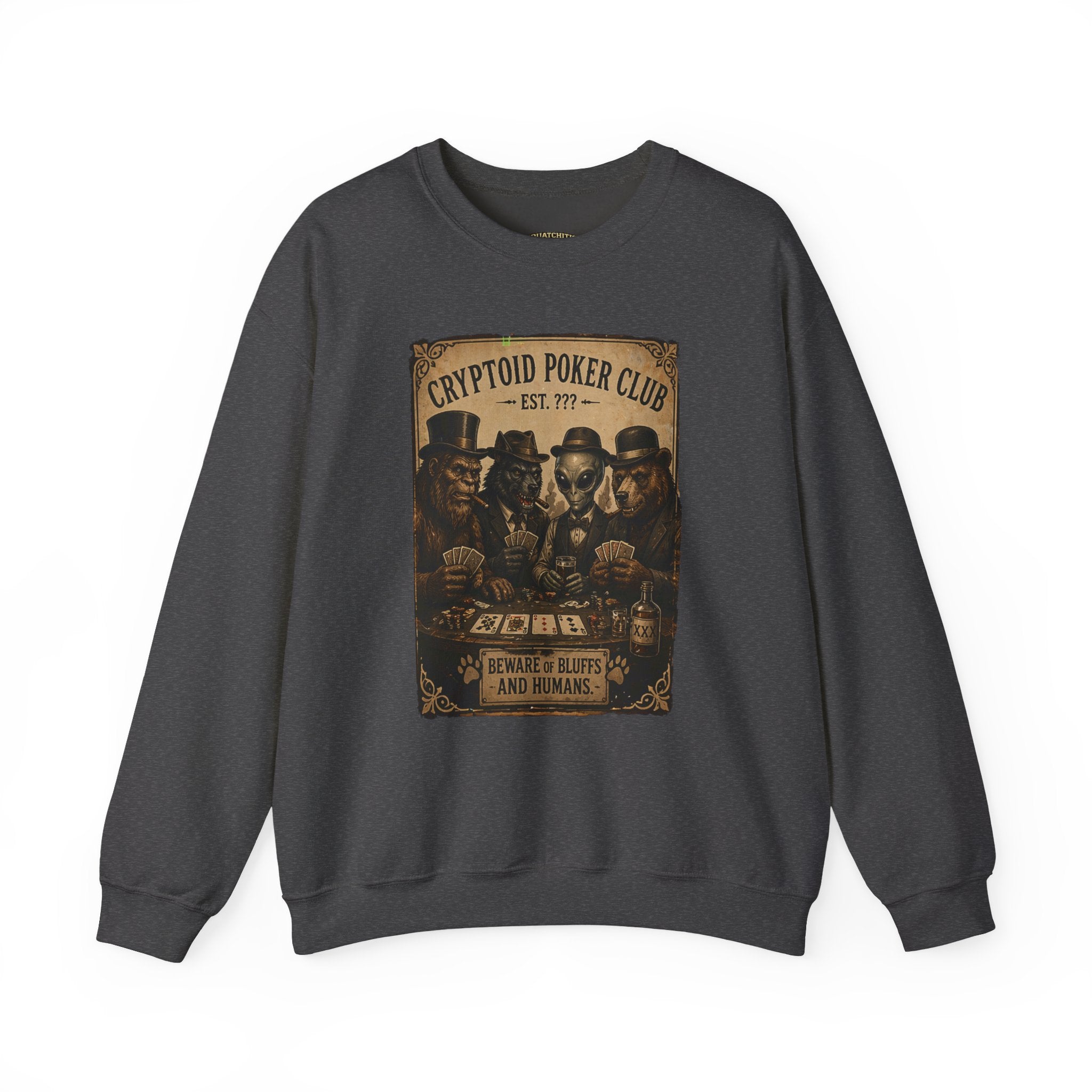 Squatchitis  Bigfoot poker Gang Crewneck Sweatshirt
