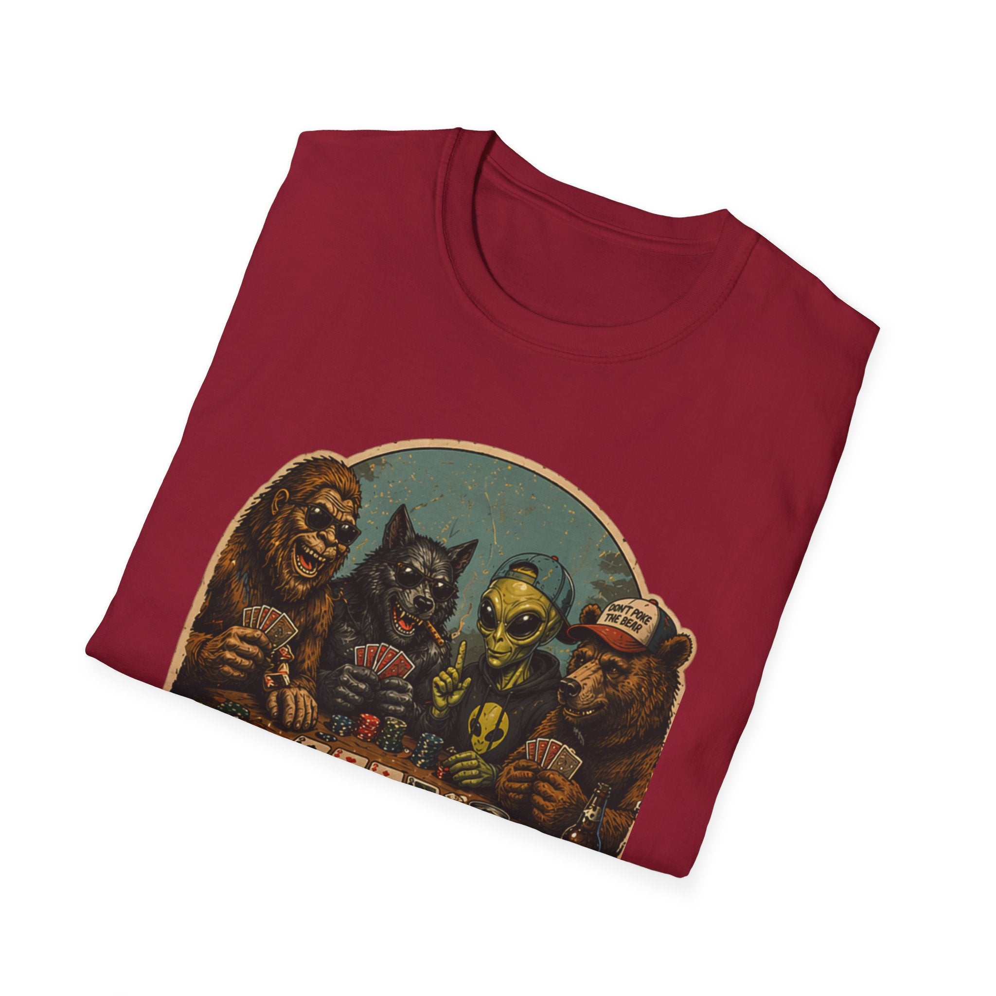 Poker Night - No Humans Allowed - Bigfoot and friends T-Shirt