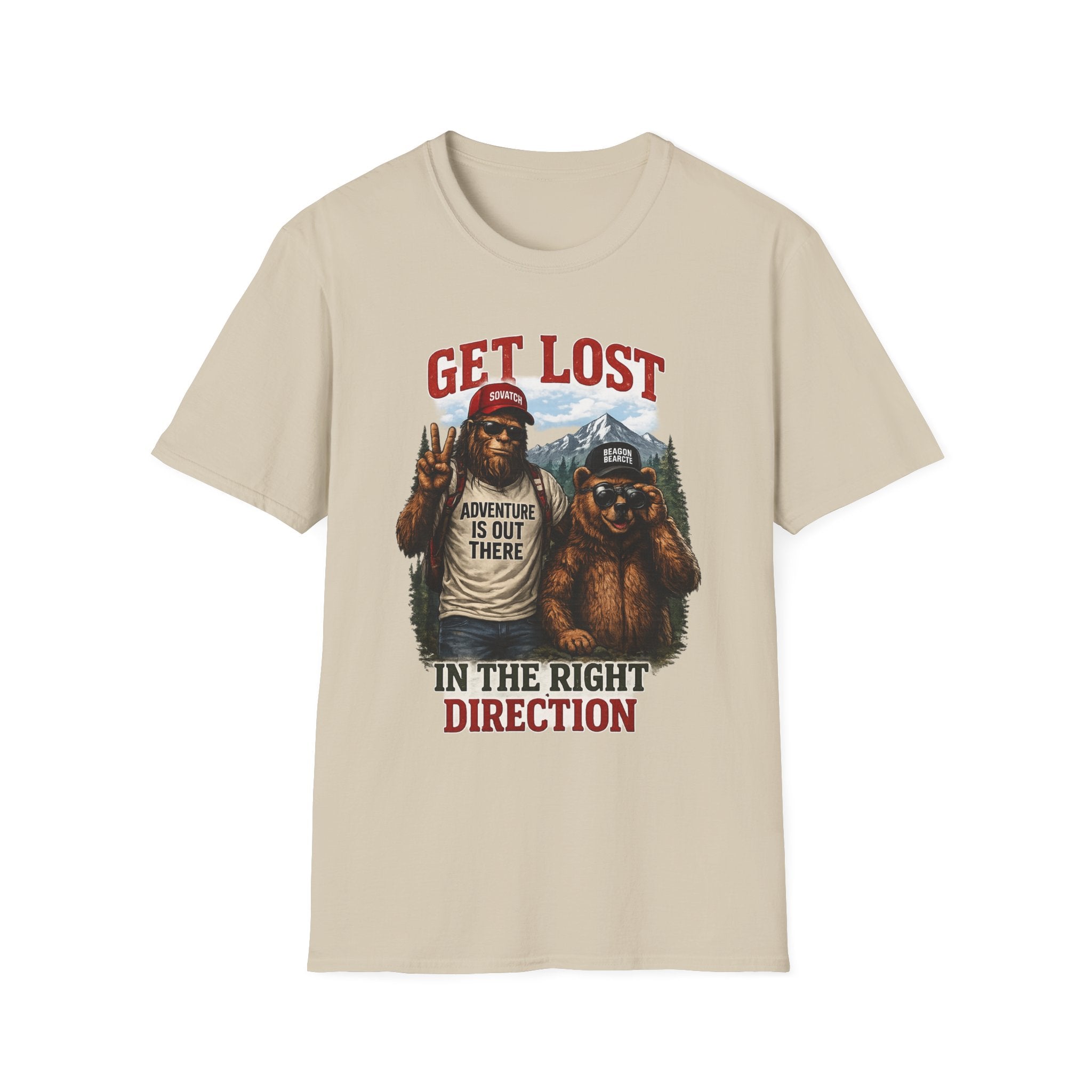 Lost in the Right Direction Bigfoot with Bear Buddy T-Shirt