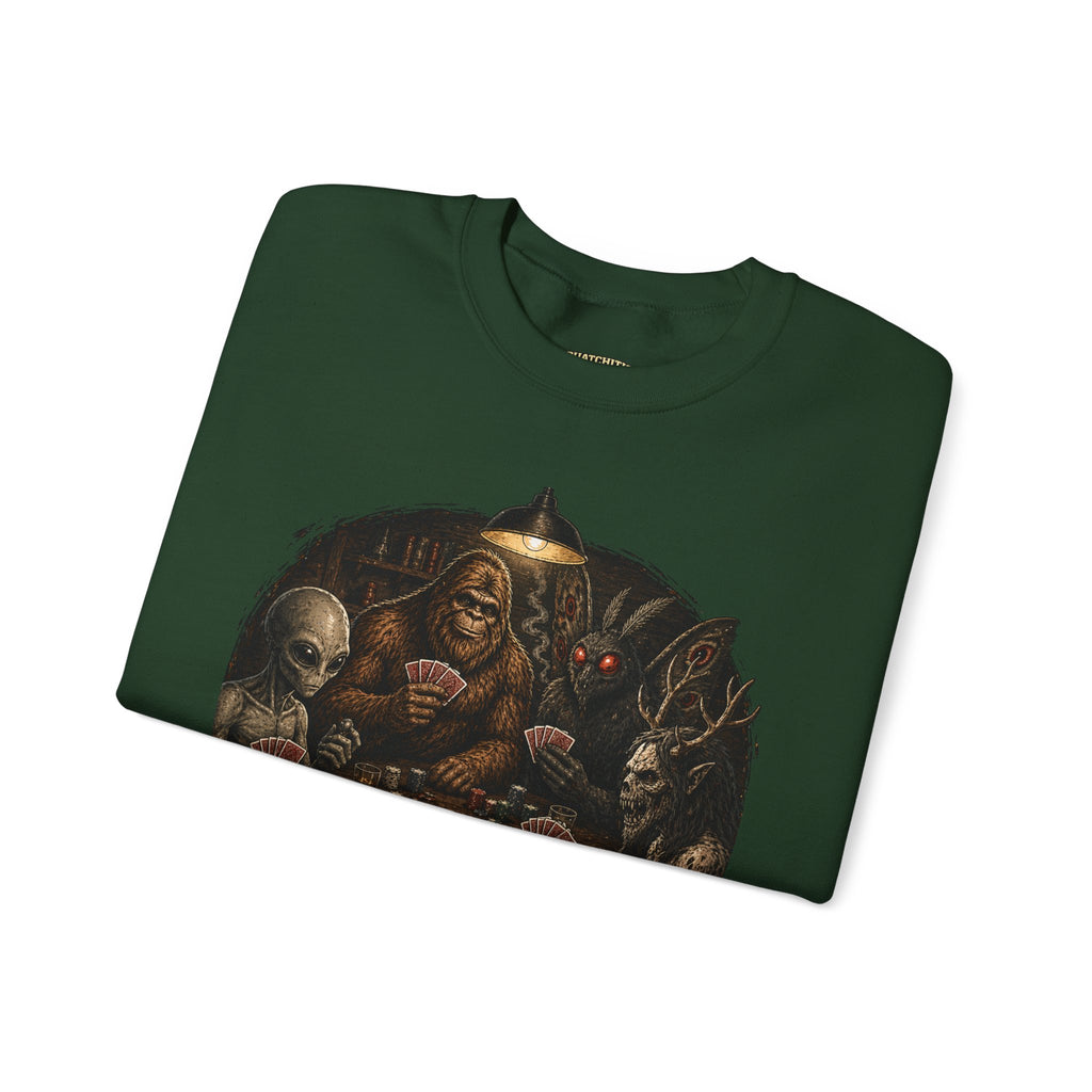 Squatchitis  Bigfoot cryptid poker Gang Crewneck Sweatshirt