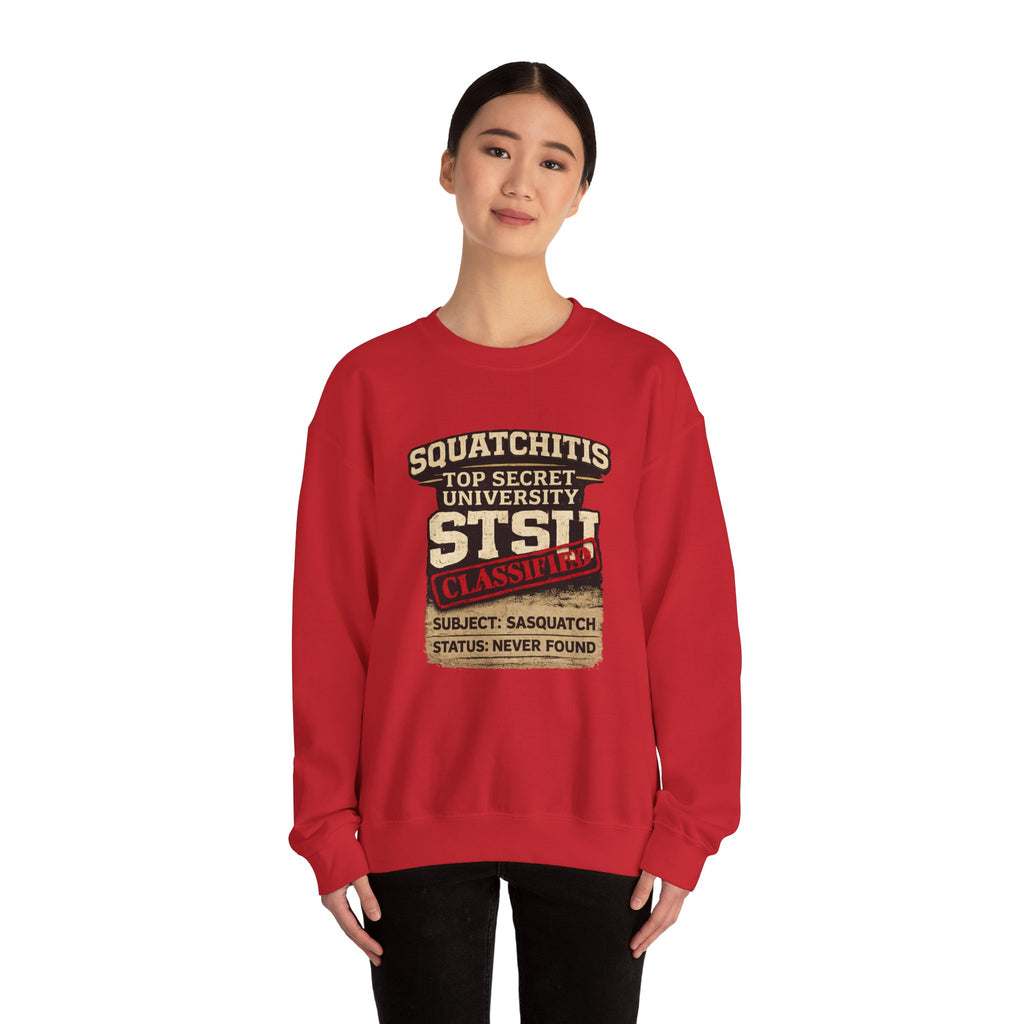 Classified Squatchitis Top Secret University Bigfoot Crewneck Sweatshirt