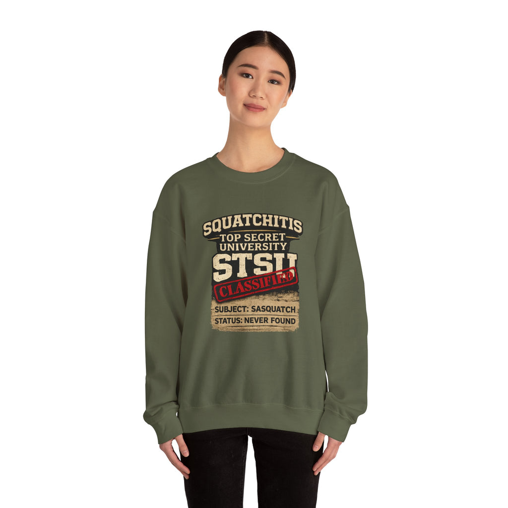 Classified Squatchitis Top Secret University Bigfoot Crewneck Sweatshirt