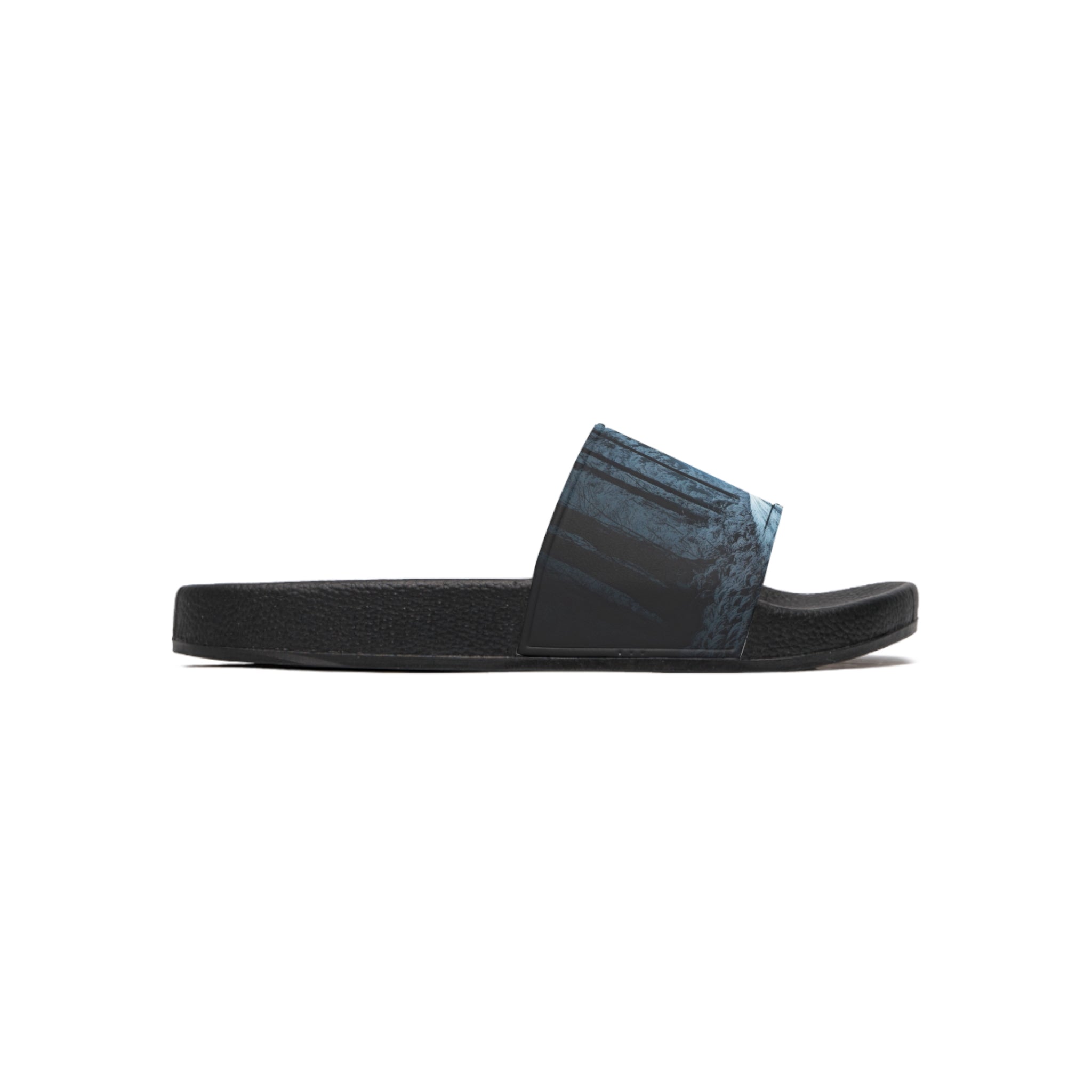 Bigfoot Moonlight Walk Men's Slide Sandals | Sasquatch Woodland Silhouette