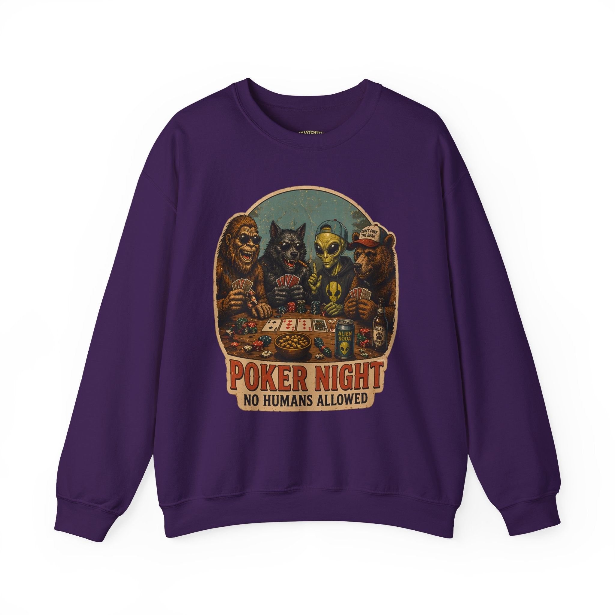 Squatchitis  Bigfoot poker Gang Crewneck Sweatshirt