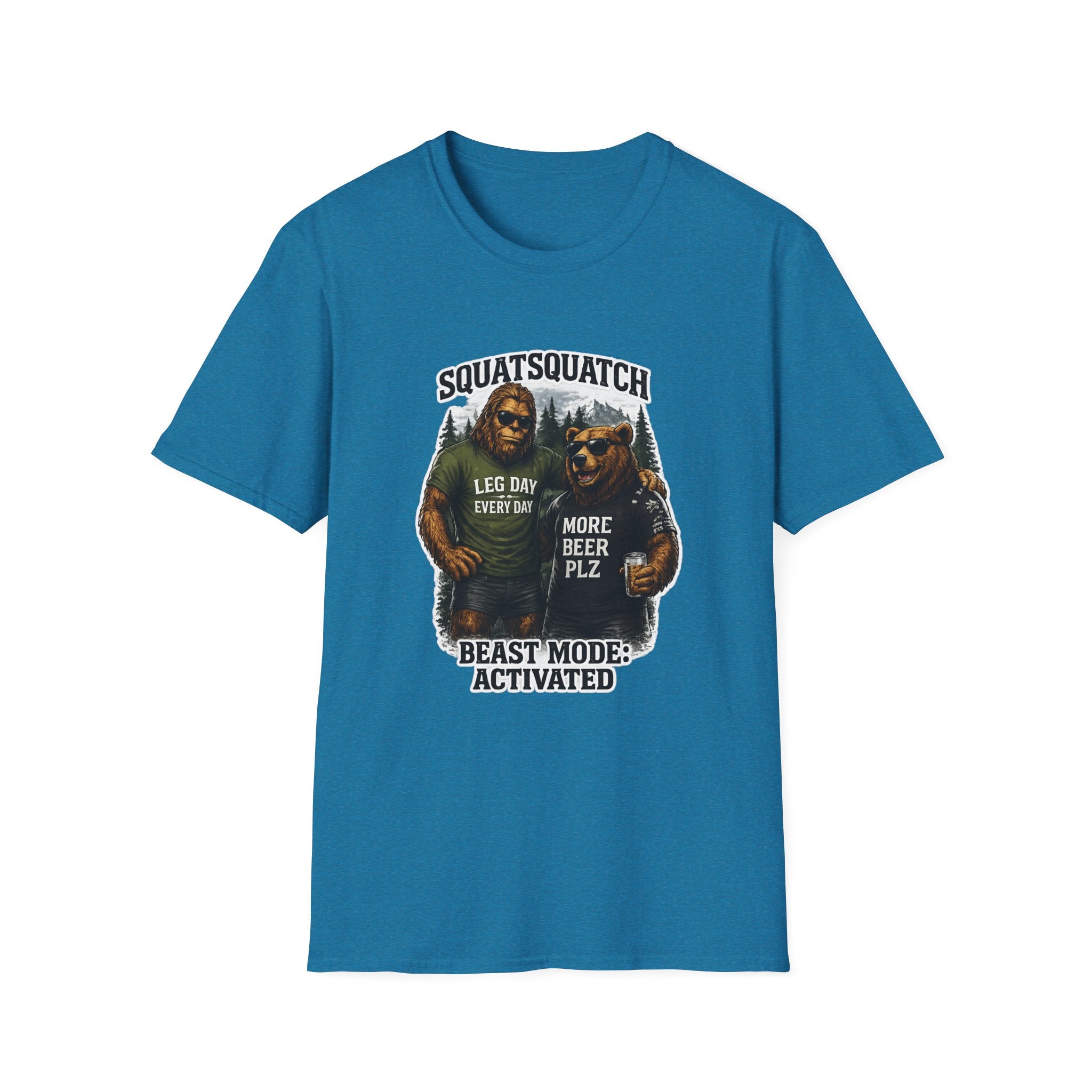 Bigfoot Leg Day T-Shirt — "Squat Squatch" Gym Humor with Beer Buddy
