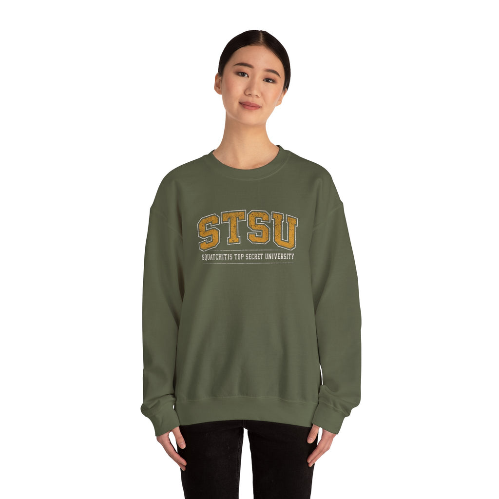 STSU Squatchitis Top Secret University Bigfoot Crewneck Sweatshirt