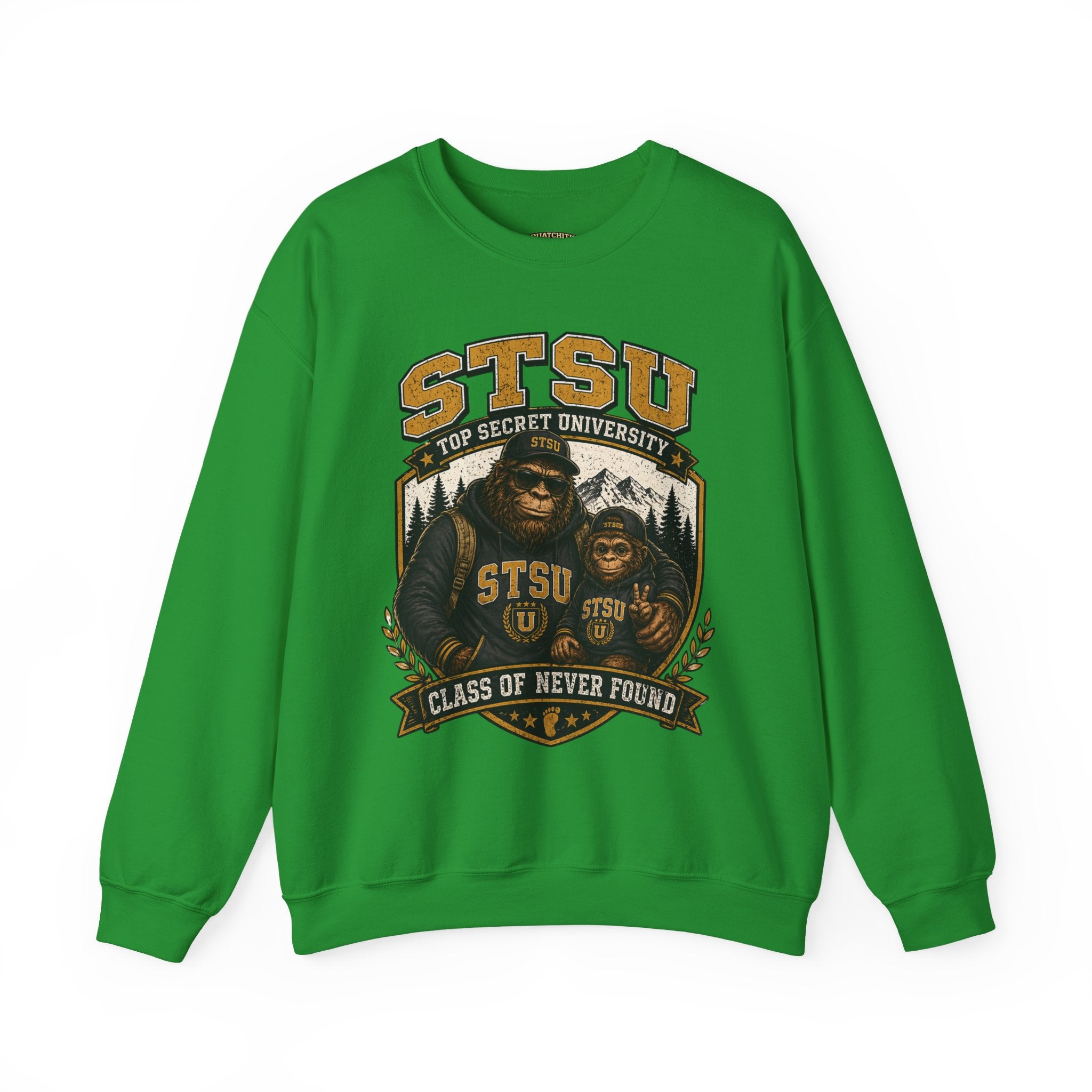 Squatchitis Top Secret University Bigfoot & son family Crewneck Sweatshirt