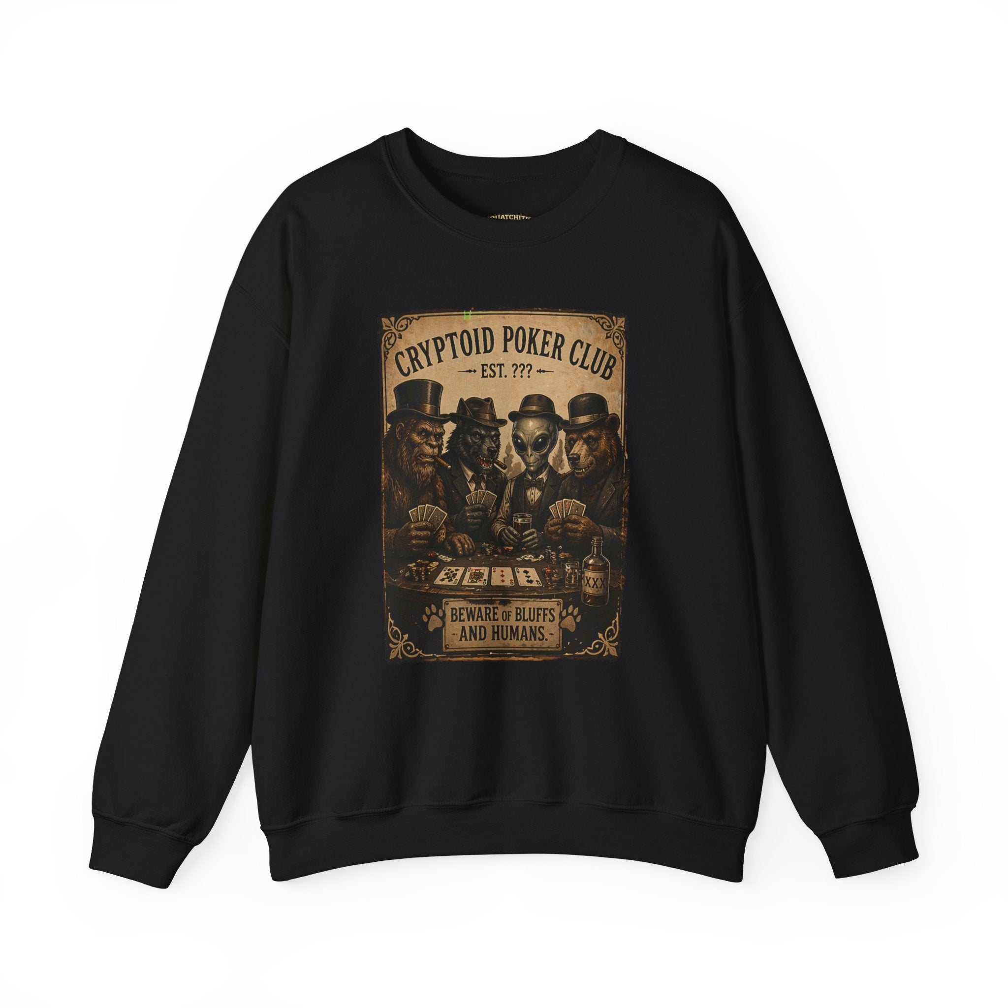 Squatchitis  Bigfoot poker Gang Crewneck Sweatshirt
