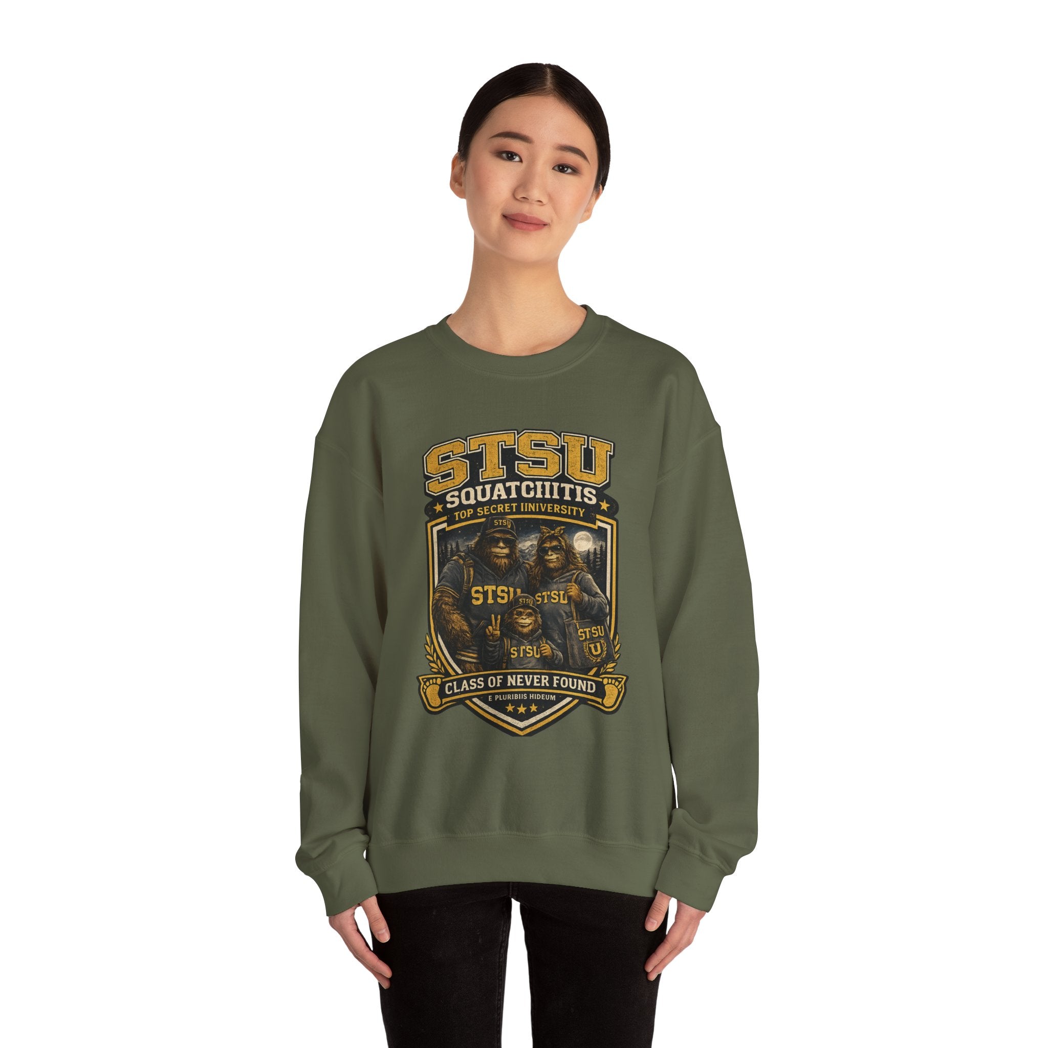 Squatchitis Top Secret University Bigfoot family Crewneck Sweatshirt