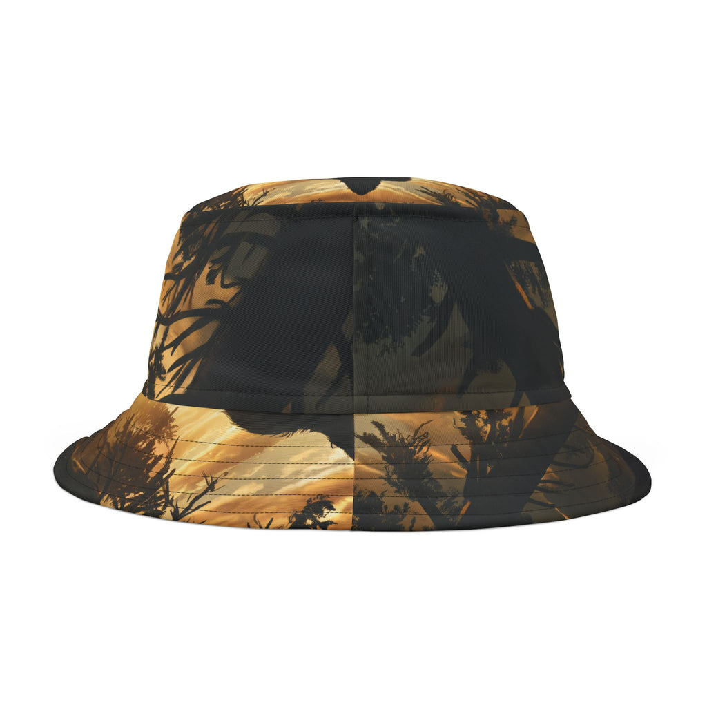 Bigfoot in Wild Hat Bucket Hat | Sunset Sasquatch Illustration