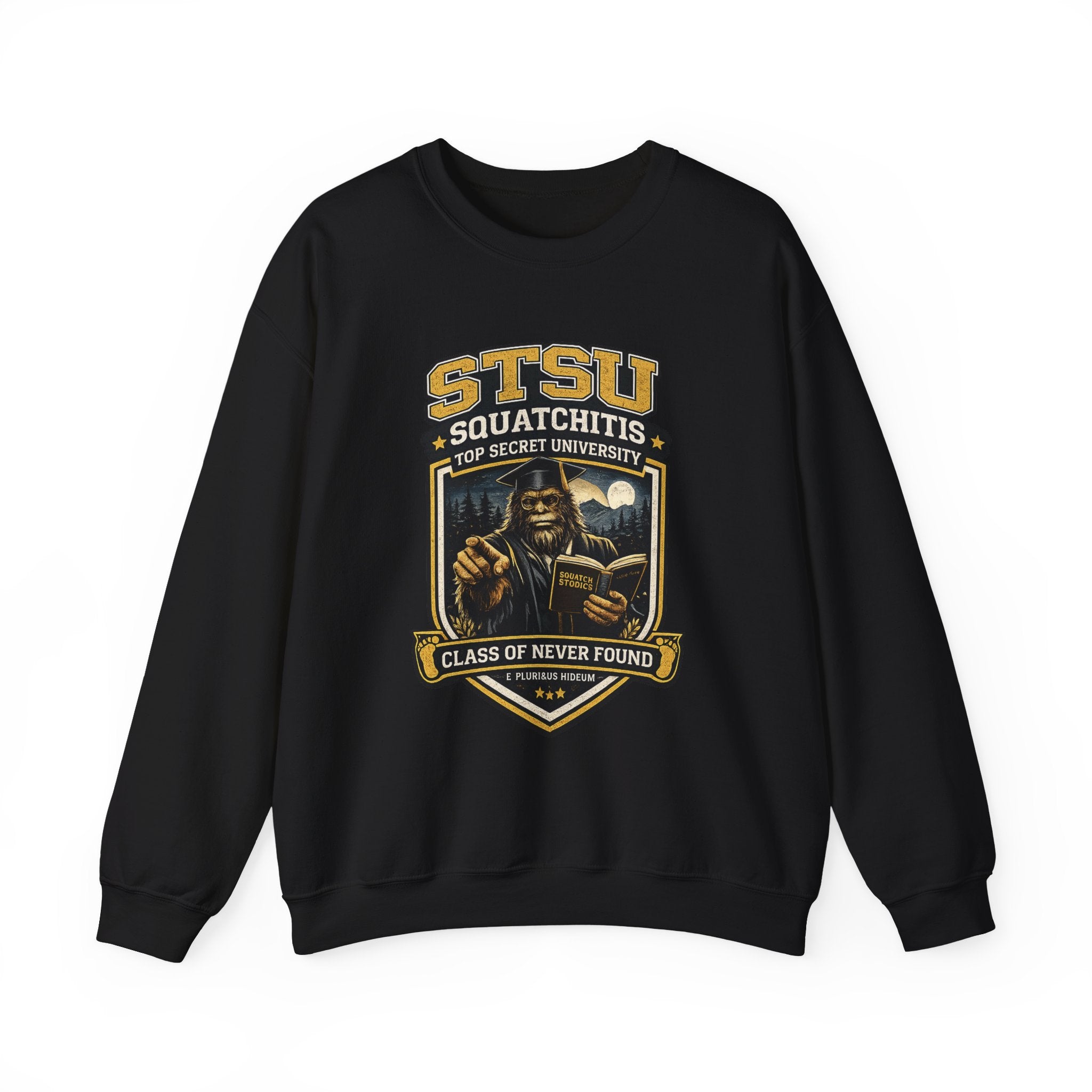 Squatchitis Top Secret University Sweatshirt | Sasquatch College Logo