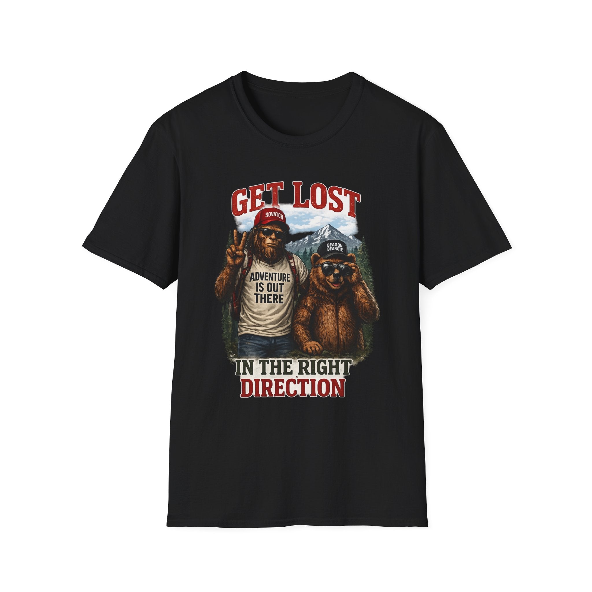 Lost in the Right Direction Bigfoot with Bear Buddy T-Shirt