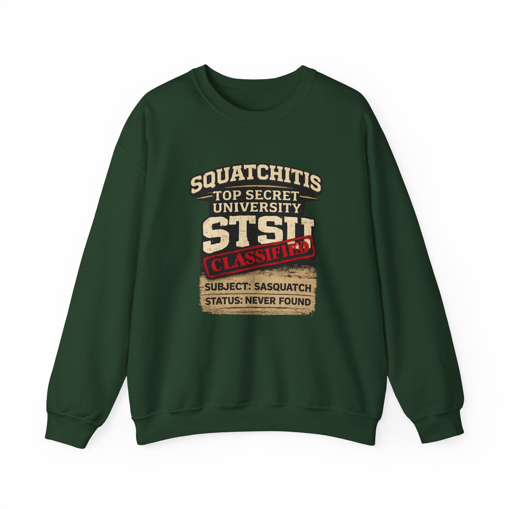 Classified Squatchitis Top Secret University Bigfoot Crewneck Sweatshirt