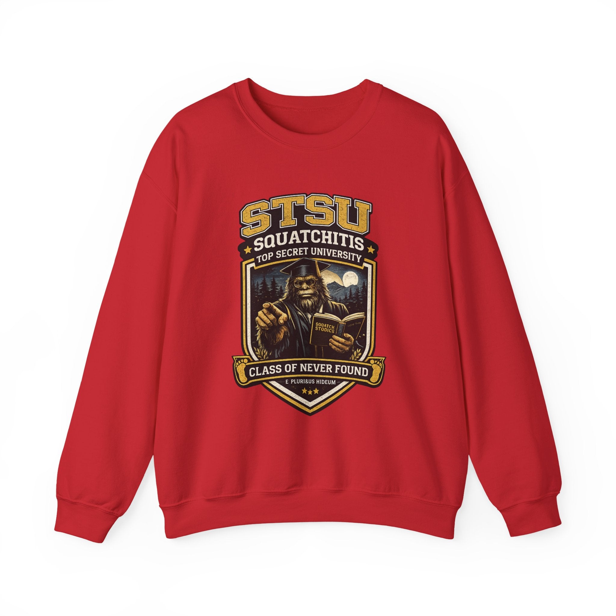 Squatchitis Top Secret University Sweatshirt | Sasquatch College Logo